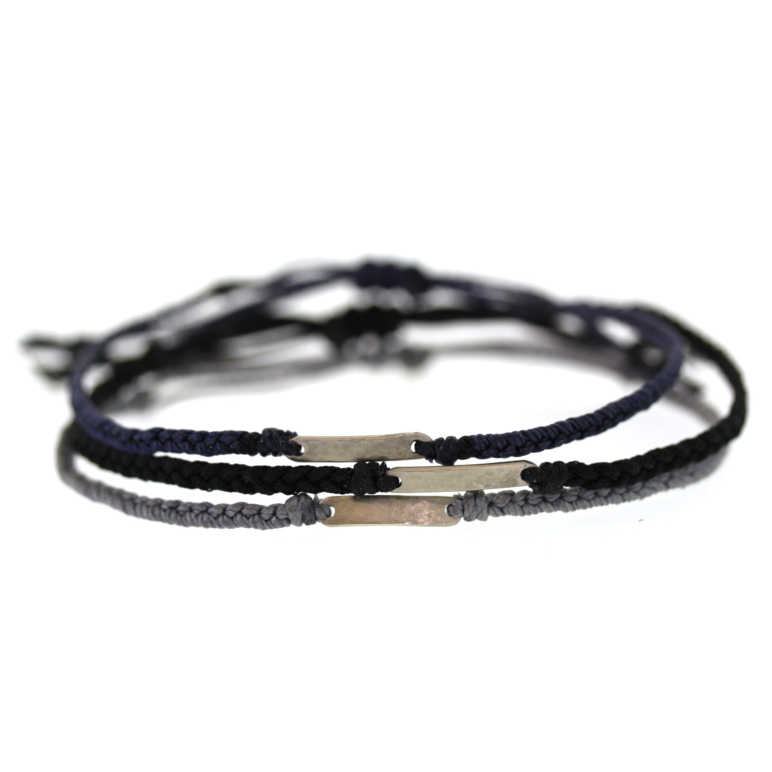 White Gold Bar Macrame Bracelet
