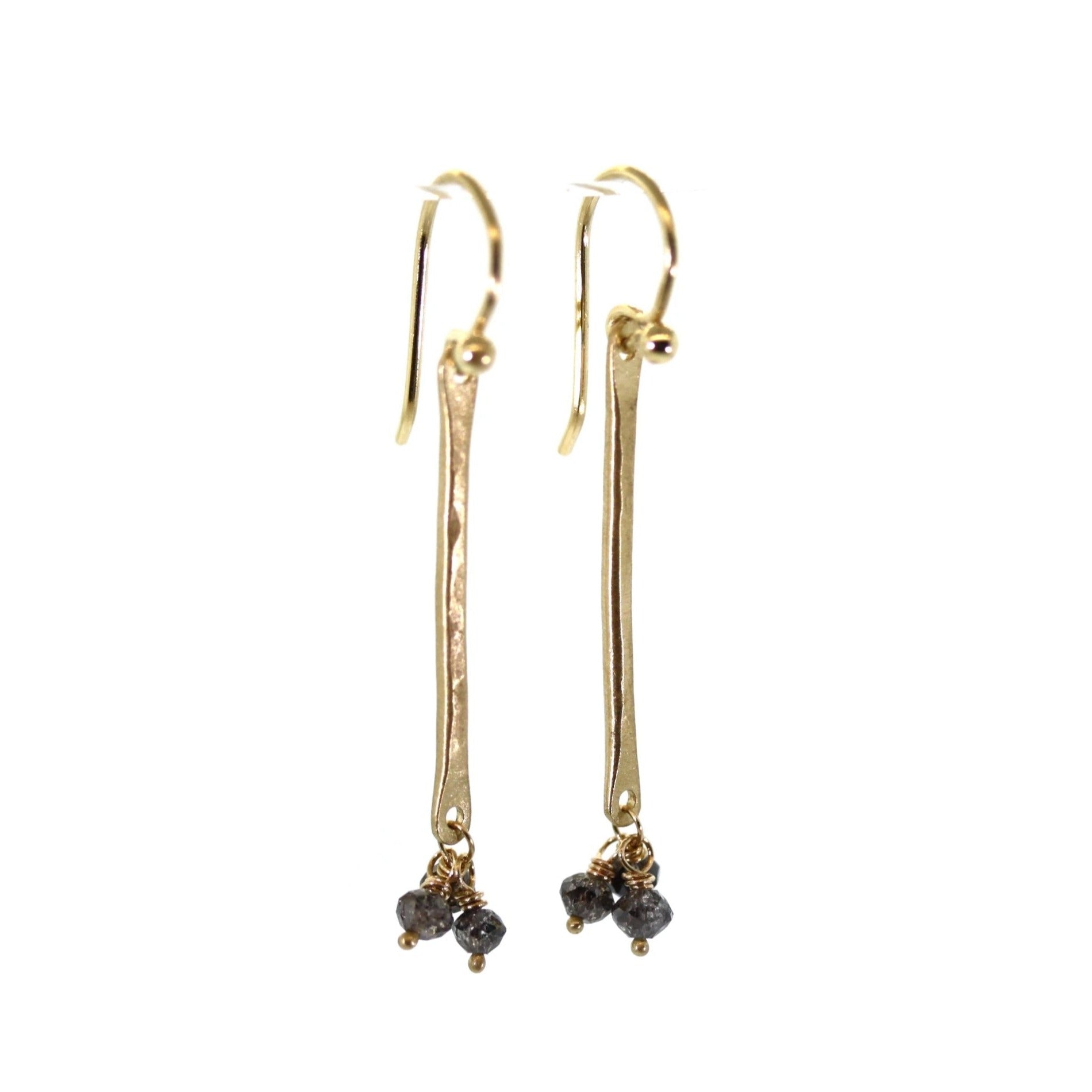 Gold Salt & Pepper Dangle Bar Earrings