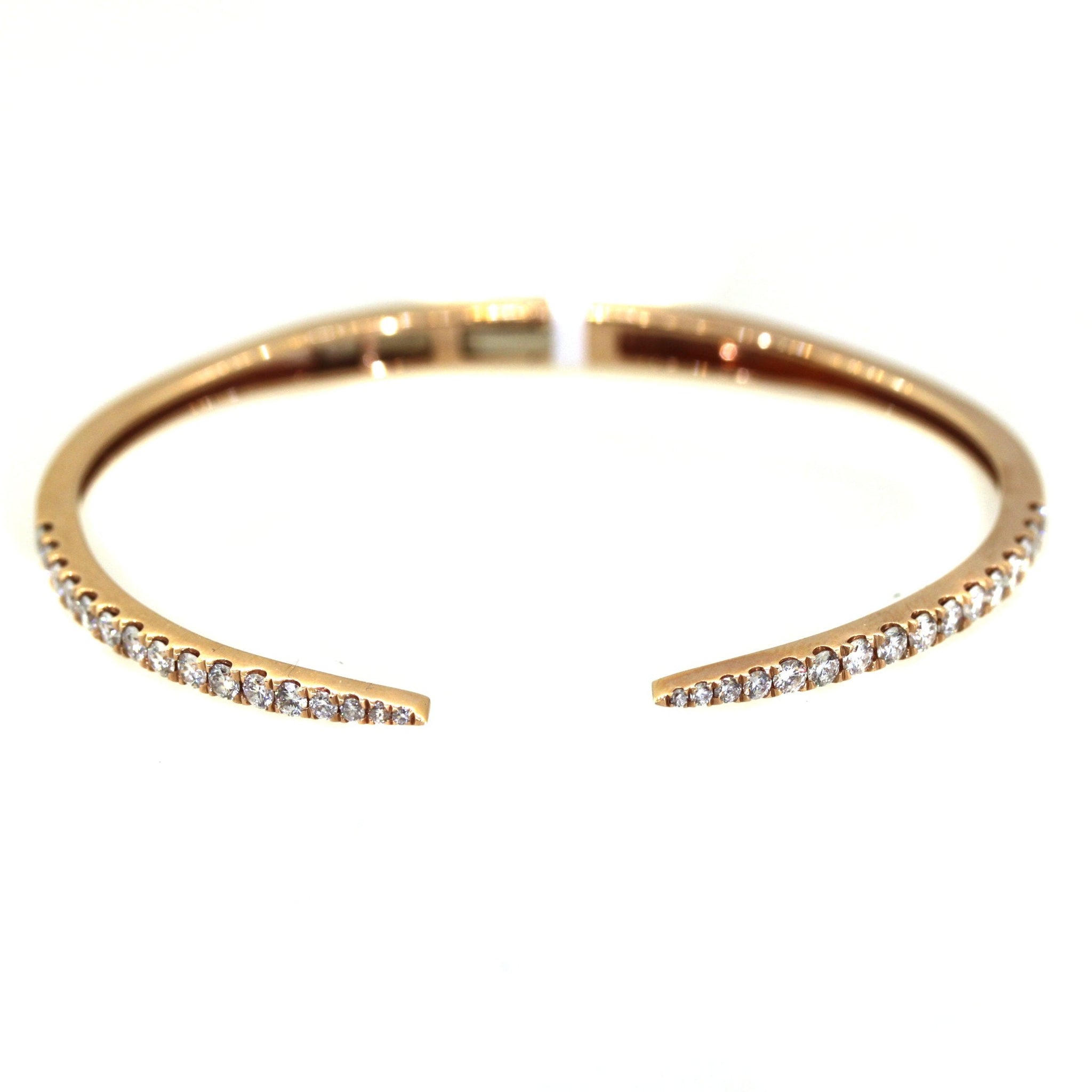 Bennett Pave Claw Diamond Cuff Bangle Bracelet 1.18 ctw 14K Yellow Gold