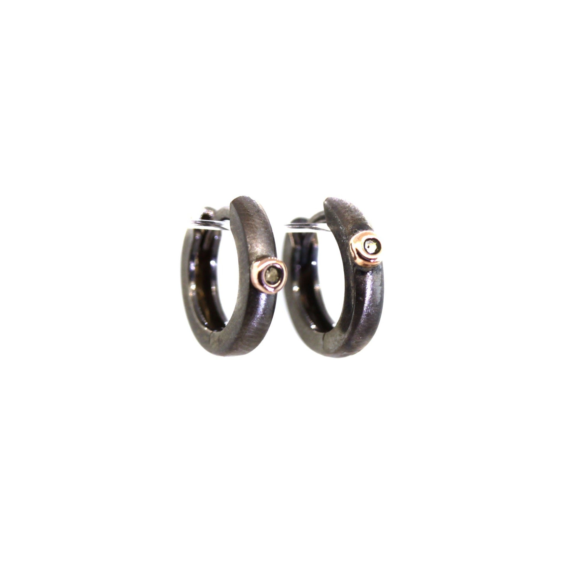 Silver Rhodium & Diamond Huggies