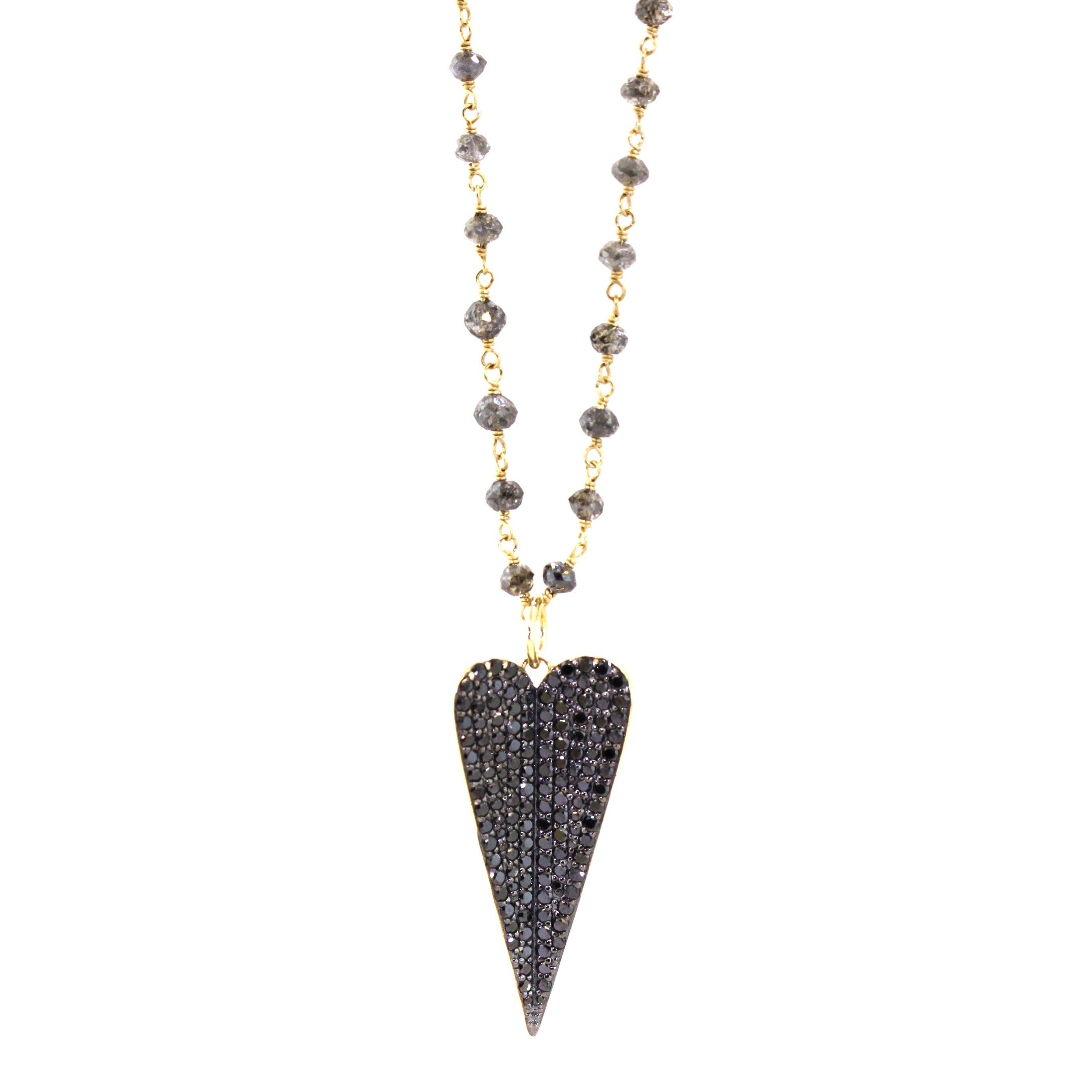 Black Diamond Heart & Salt & Pepper Diamond Necklace