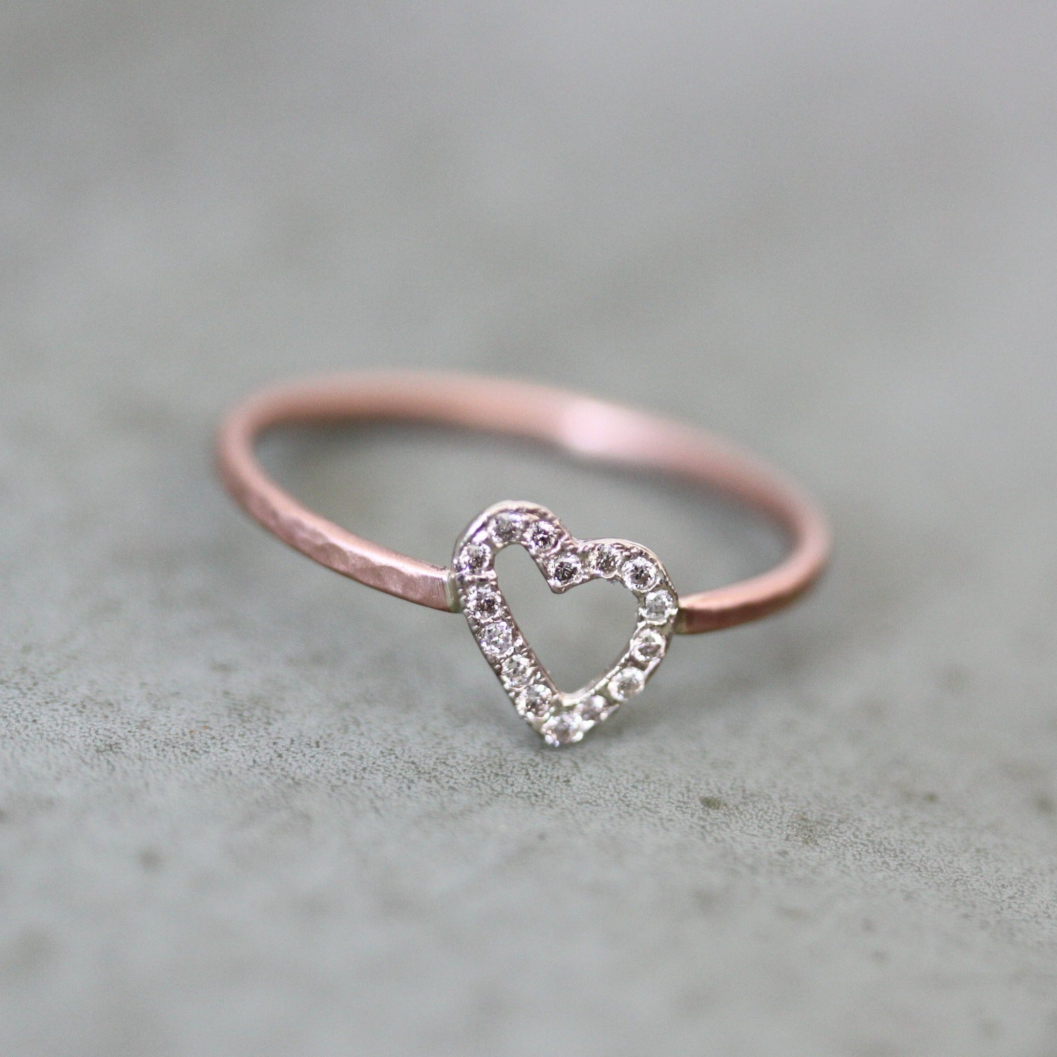 Slanted Heart Pave Diamond Ring