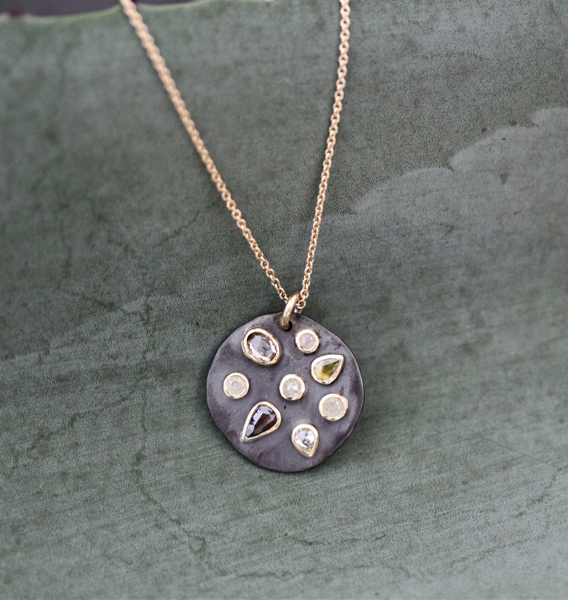 Multicolored Diamond Disc Necklace