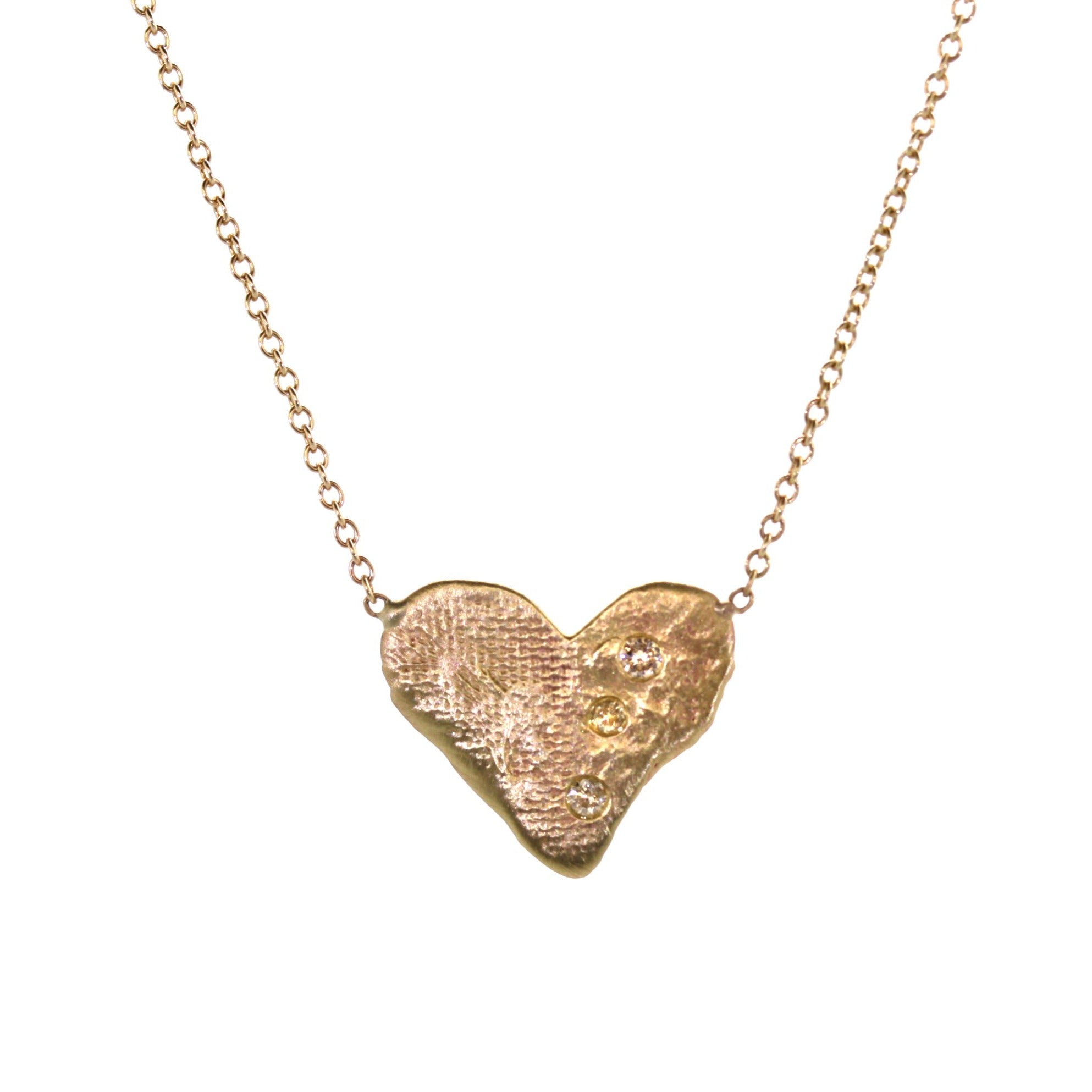 Textured Heart Diamond Necklace