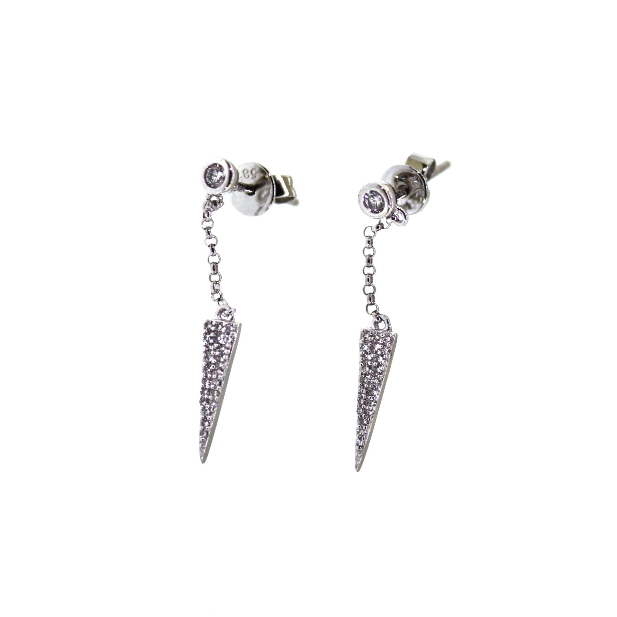Diamond Spike Dangle Chain Earrings