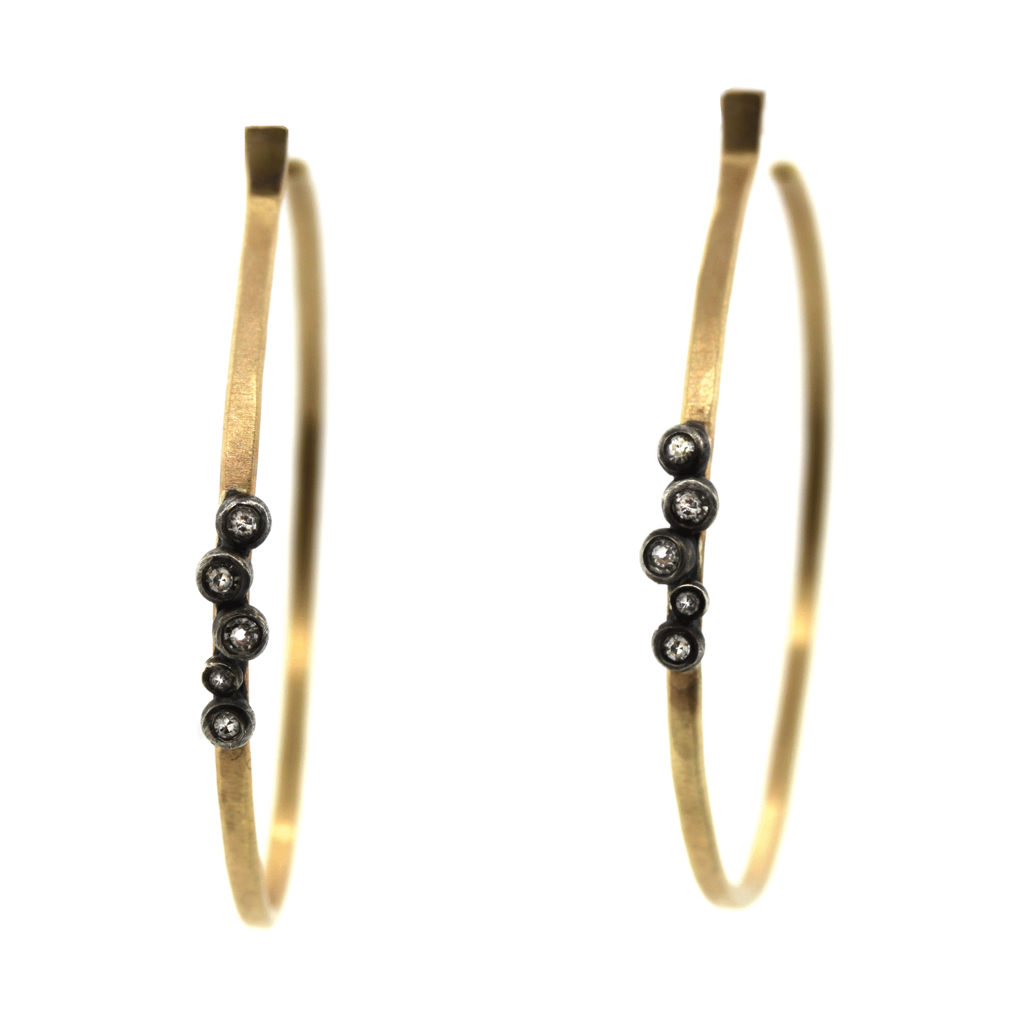 Gold & Diamond Bezel Cluster Hoops -Rebecca Lankford Designs - Houston, TX