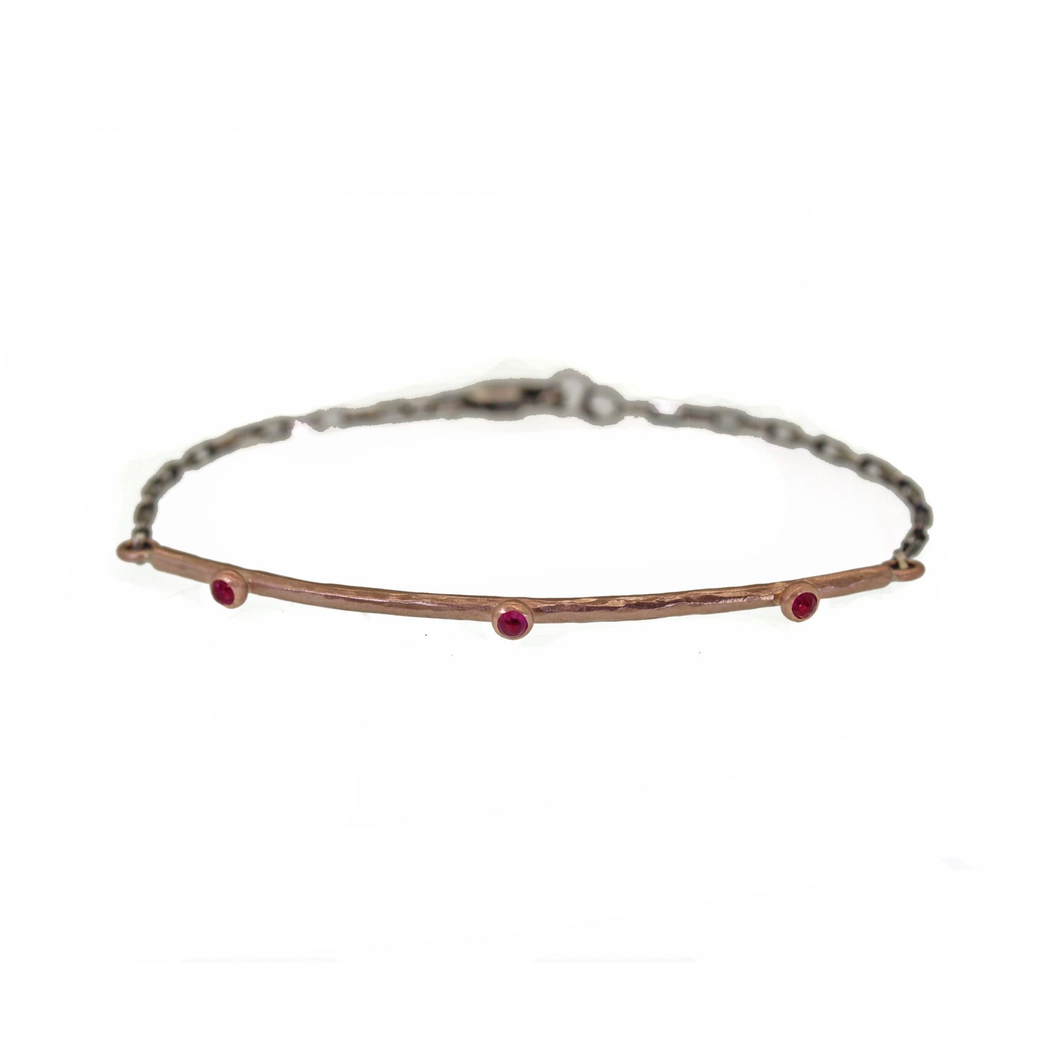 Rose Gold Ruby Bar Bracelet