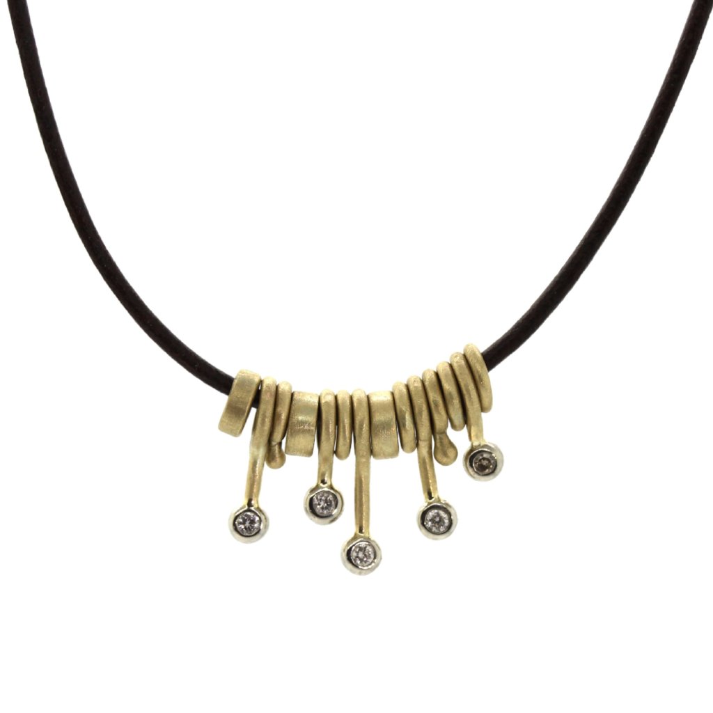 Leather & Diamond Stick Charm Necklace - Rebecca Lankford Designs - Houston, TX