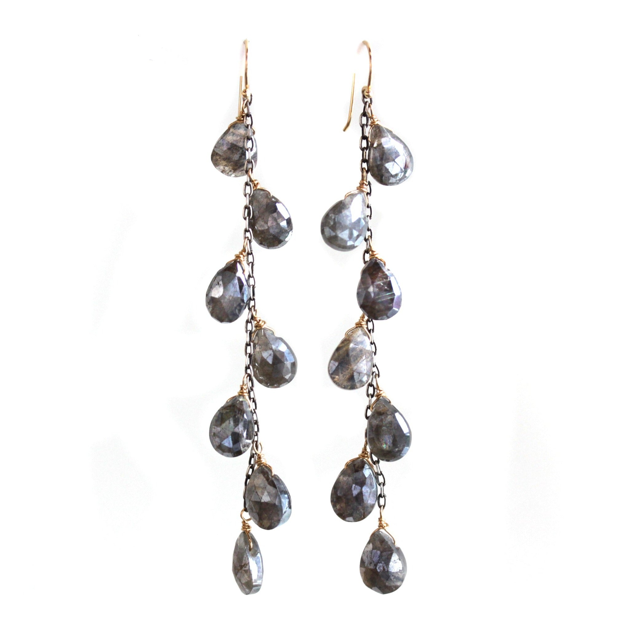 Seven Drop Gemstone Dangle Earrings