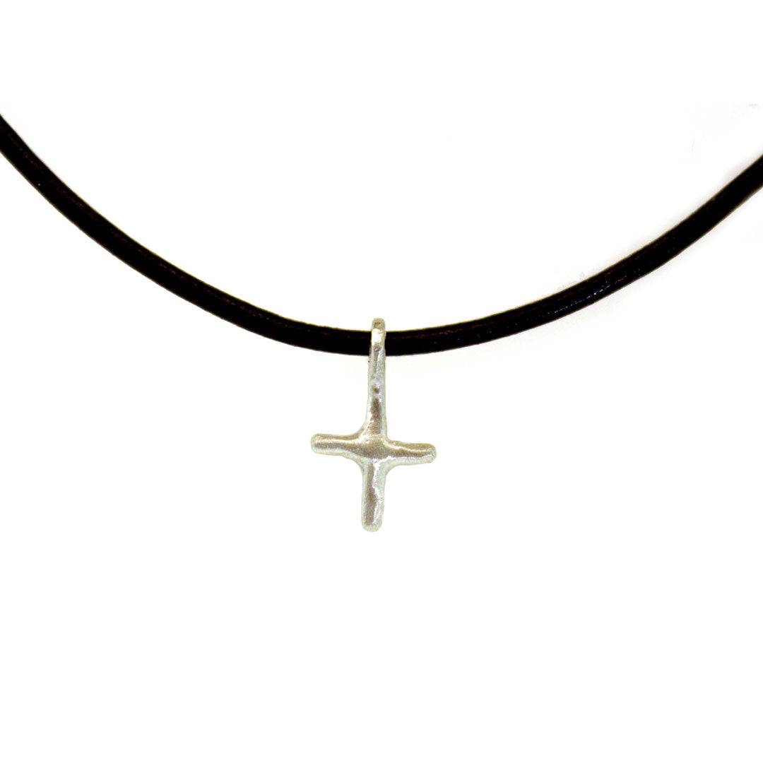 Leather & Silver Cross Necklace - Leather Cross Necklace - Rebecca Lankford Designs