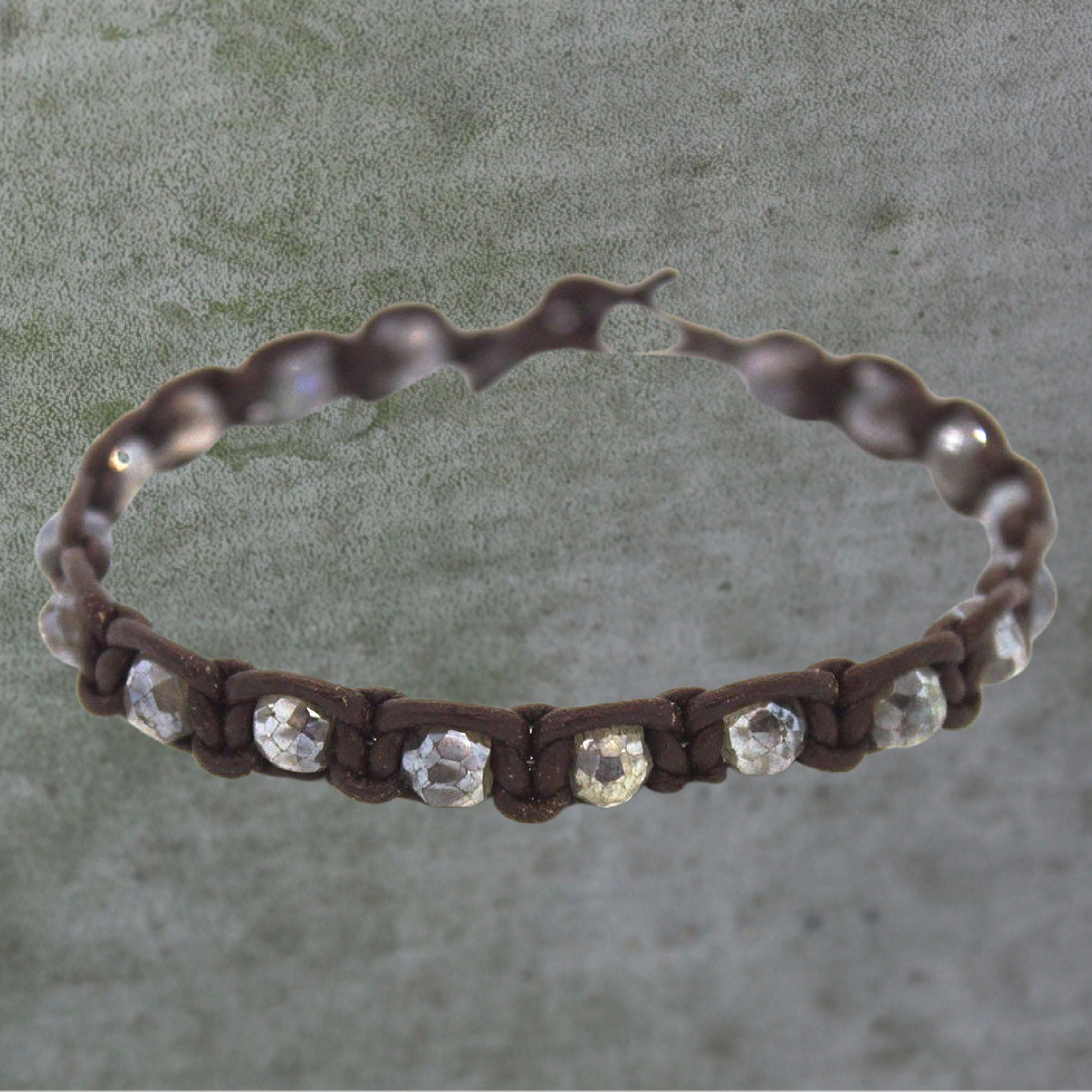 Woven Leather & Labradorite Bracelet