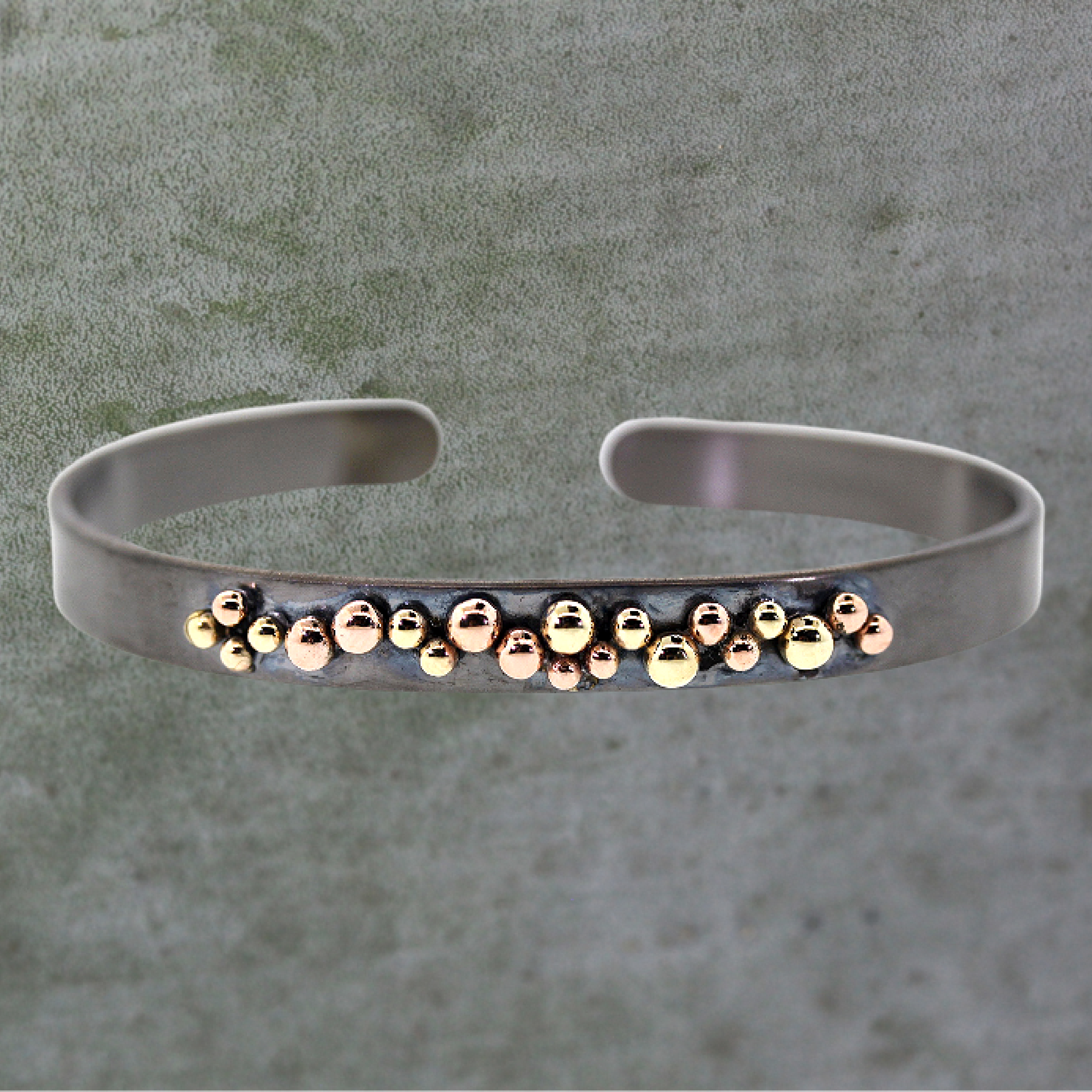 Yellow & Rose Gold Cluster Cuff Bracelet