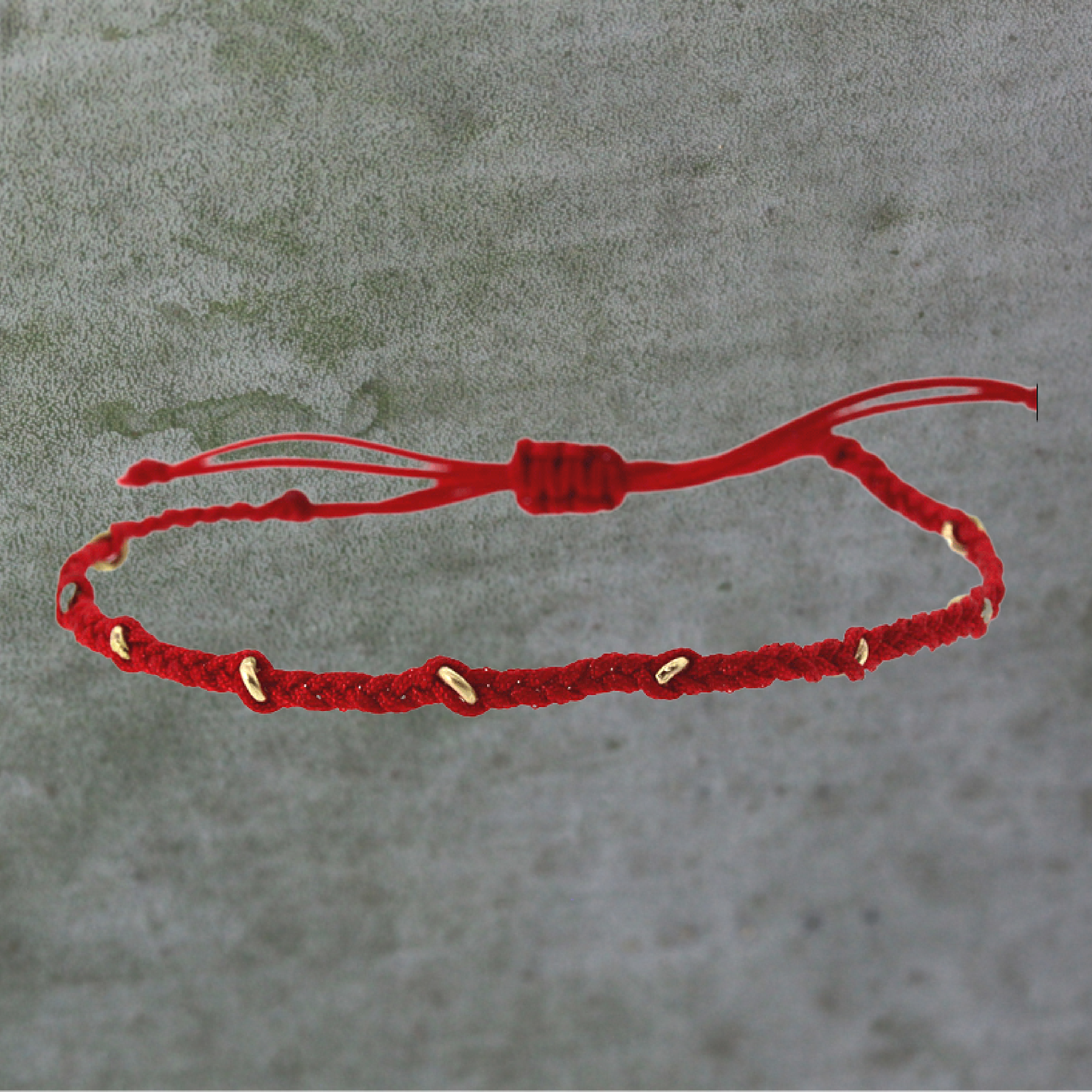 Red Gold Ring Macrame Bracelet