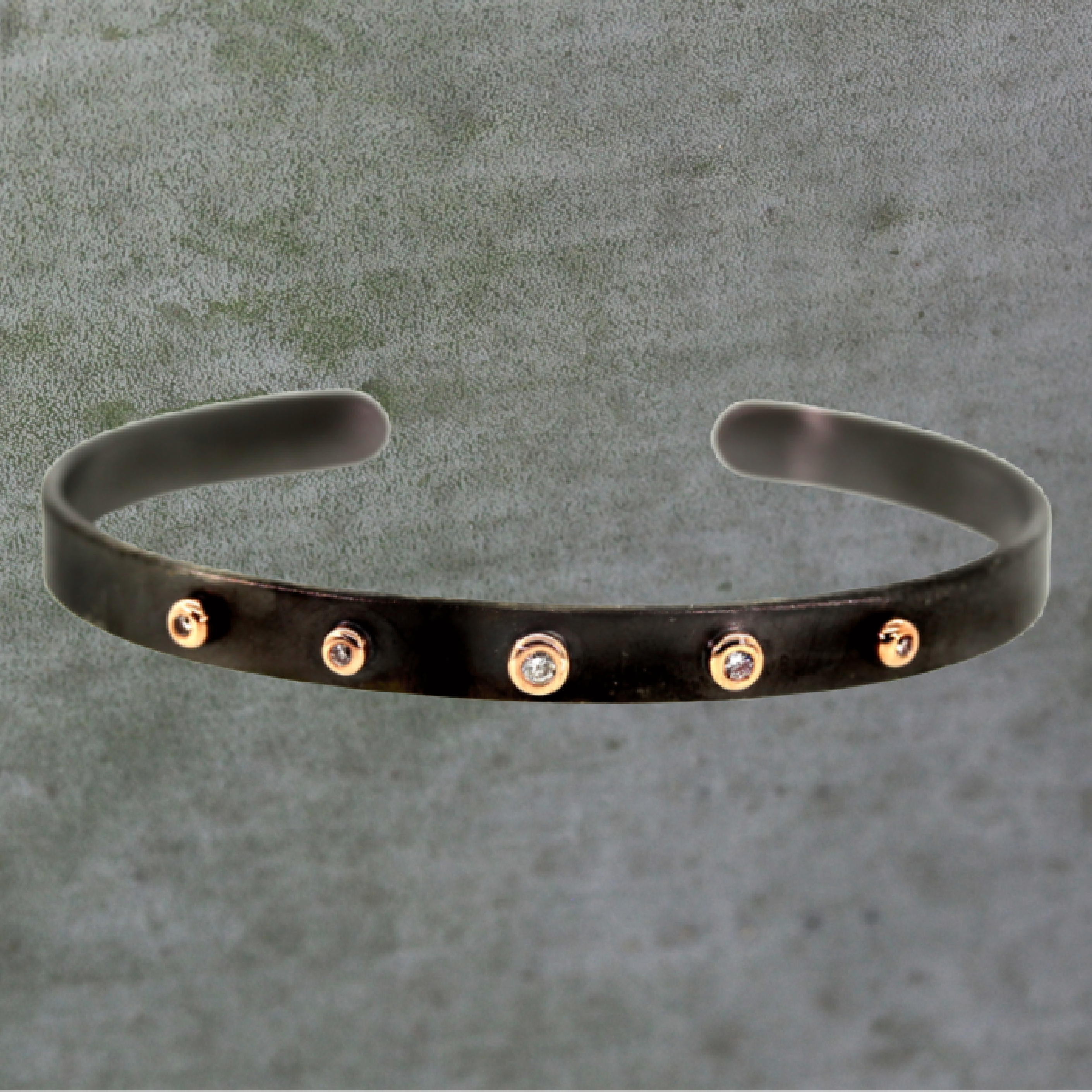Rhodium Bezeled Diamond Cuff Bracelet