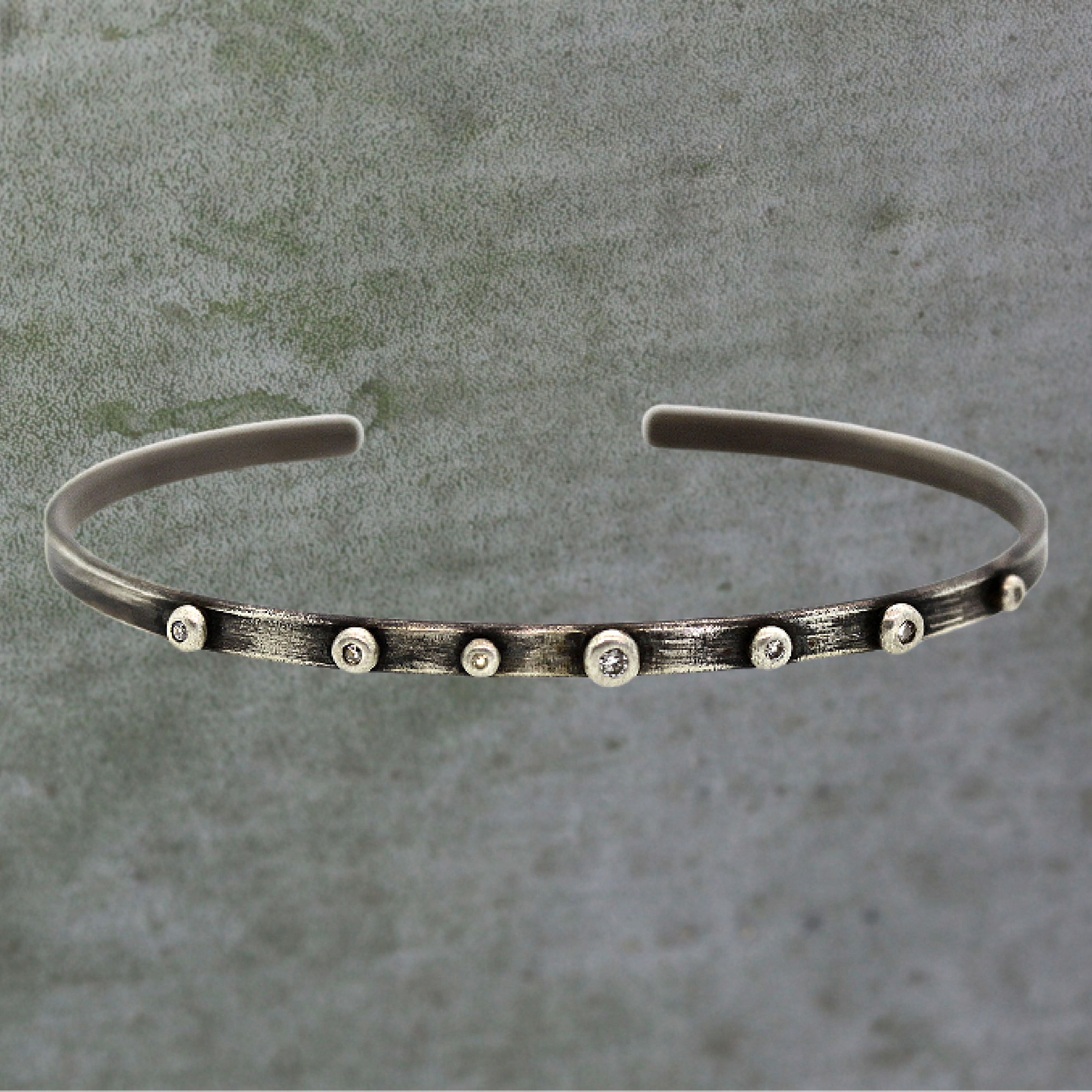 Silver Studded Diamond Cuff Bracelet