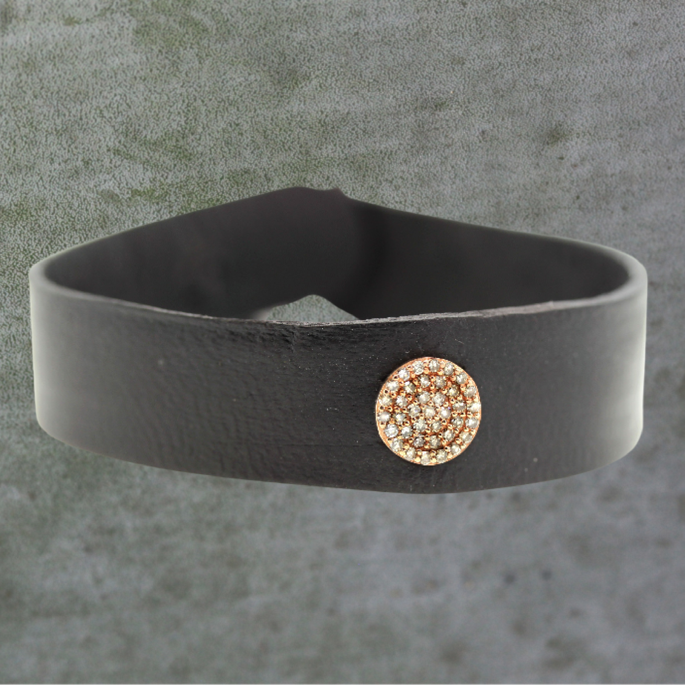 Diamond Rose Disc Leather Bracelet