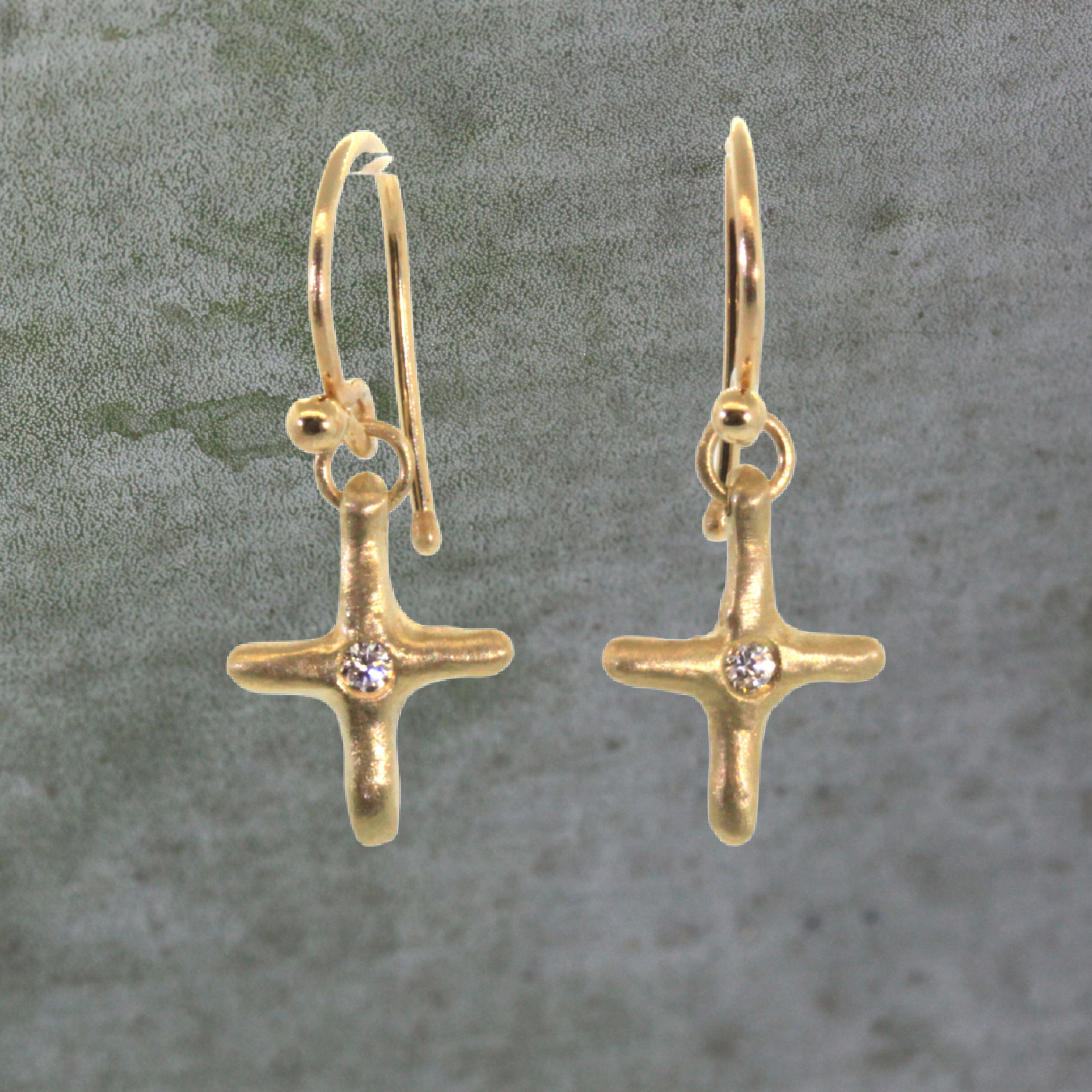 Diamond Cross Dangle Earrings