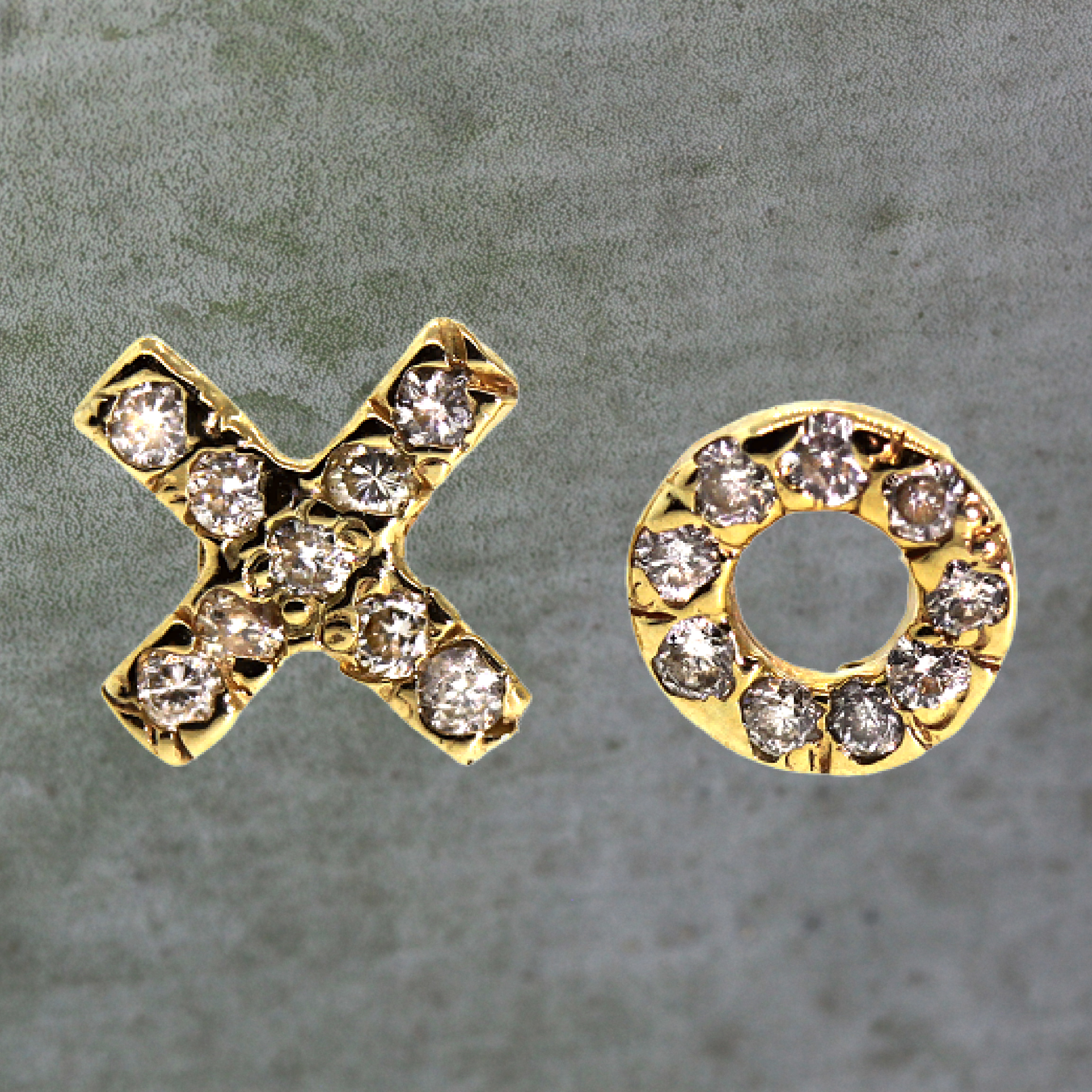 "XO" Gold Diamond Stud Earrings
