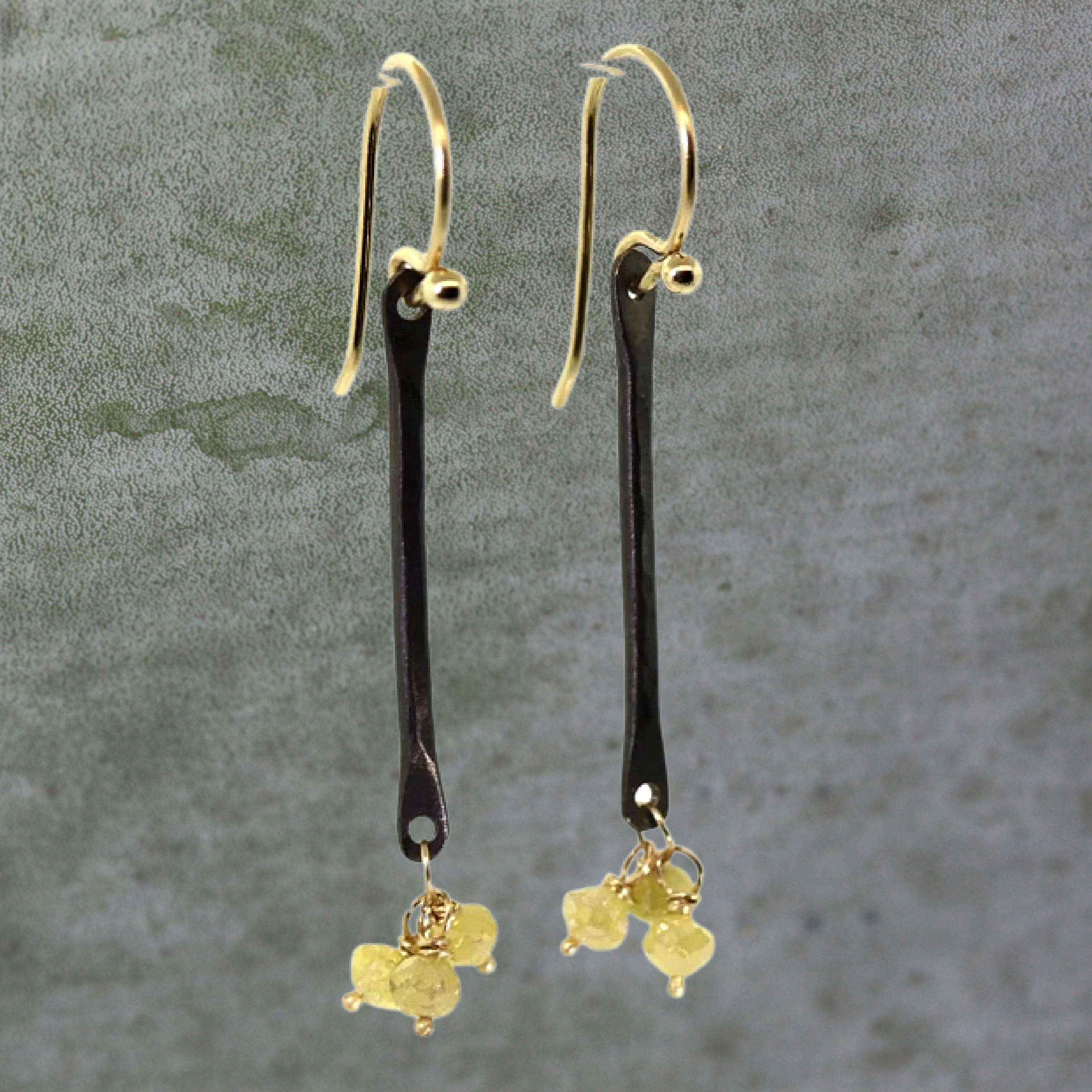 Yellow Raw Diamond Earrings