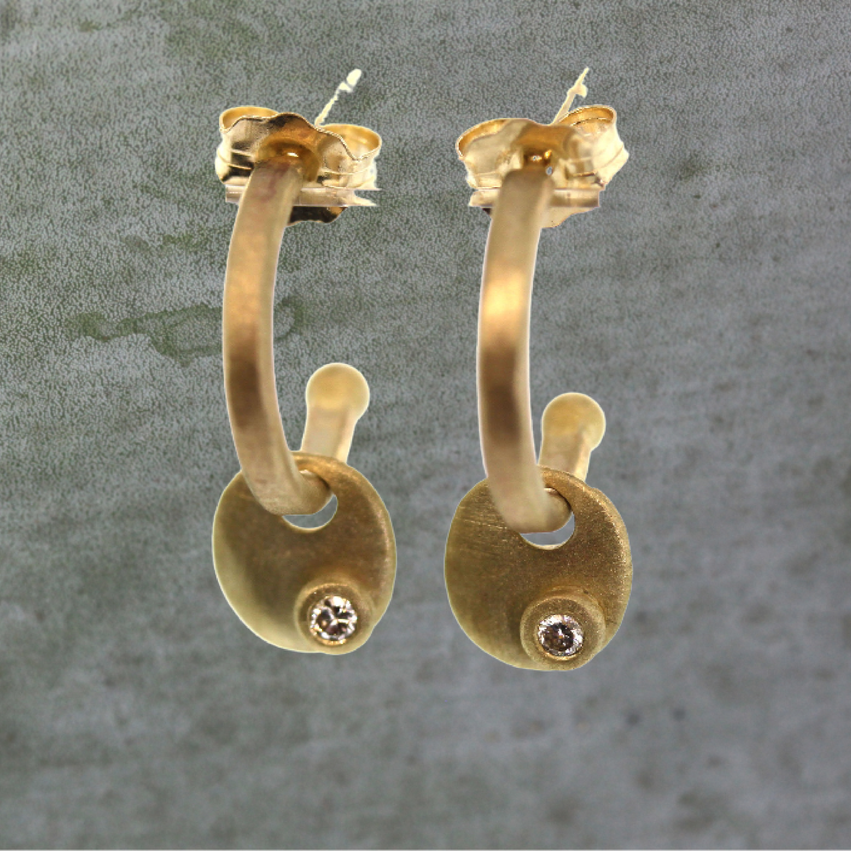 Diamond Disc Hoop Earrings