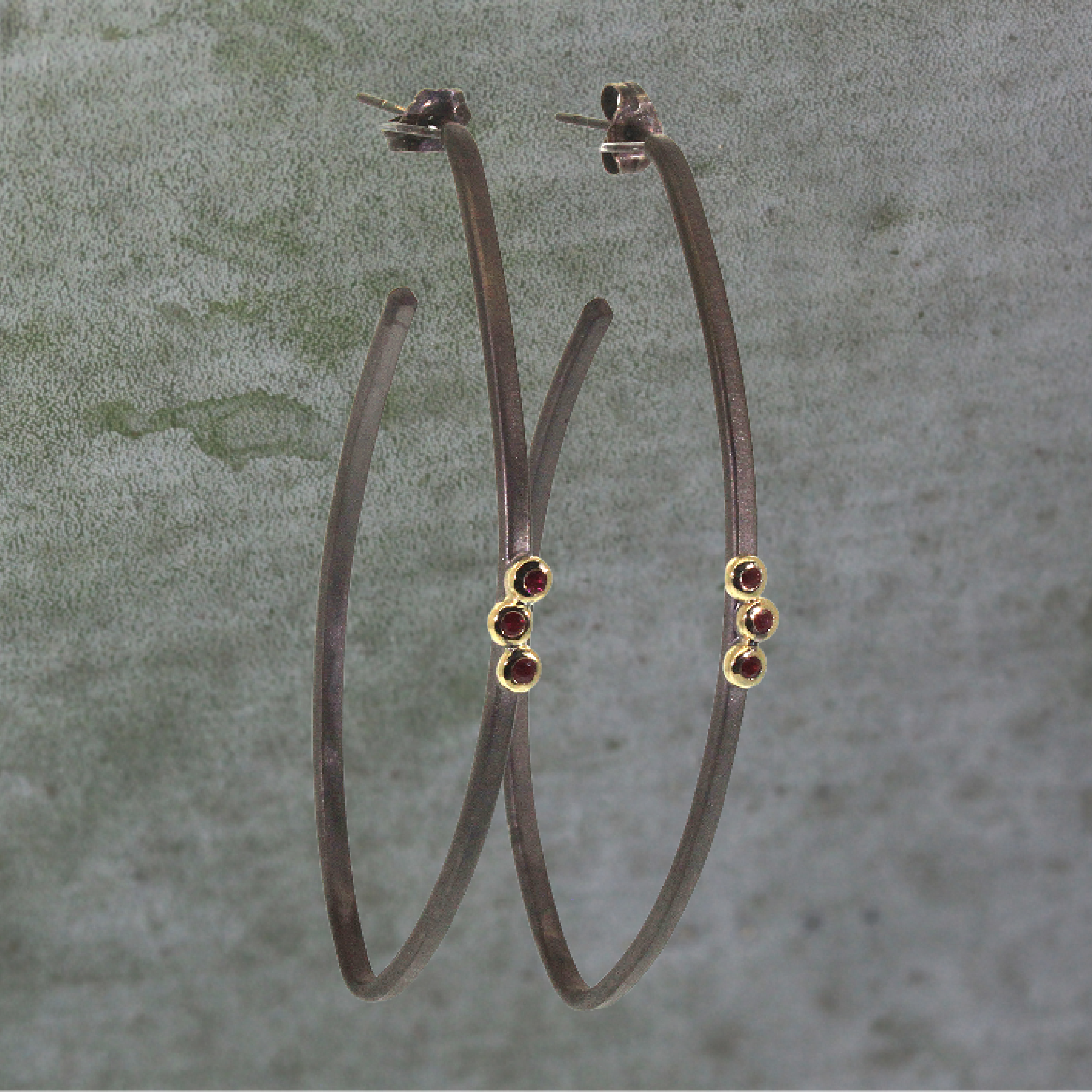 Elongated Ruby Hoops