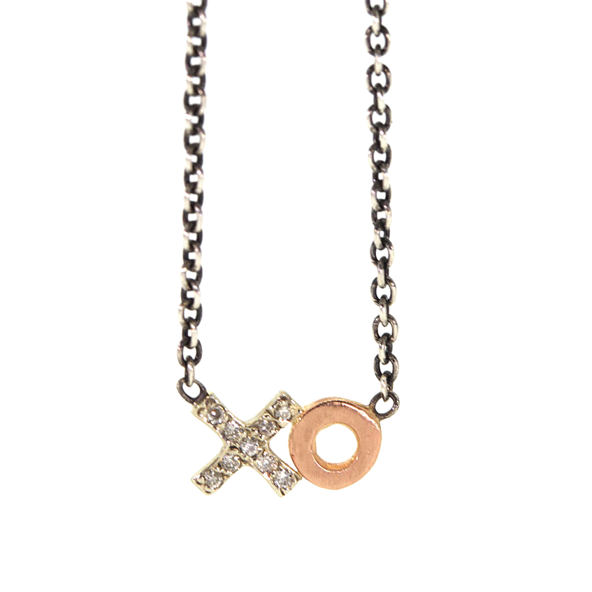 Oxidized Silver XO Necklace - XO Necklace - Rebecca Lankford Designs