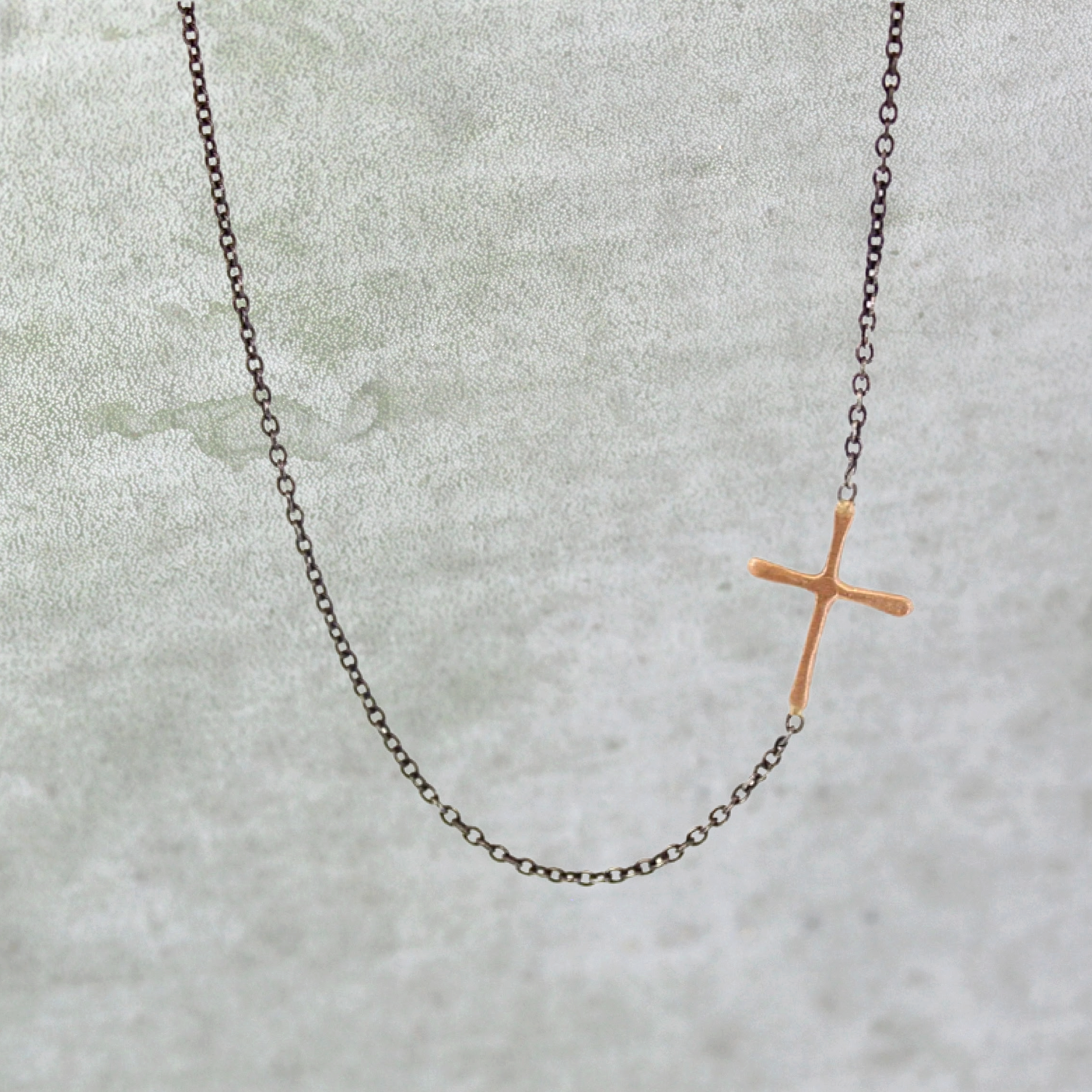 Sideways Gold Cross Necklace