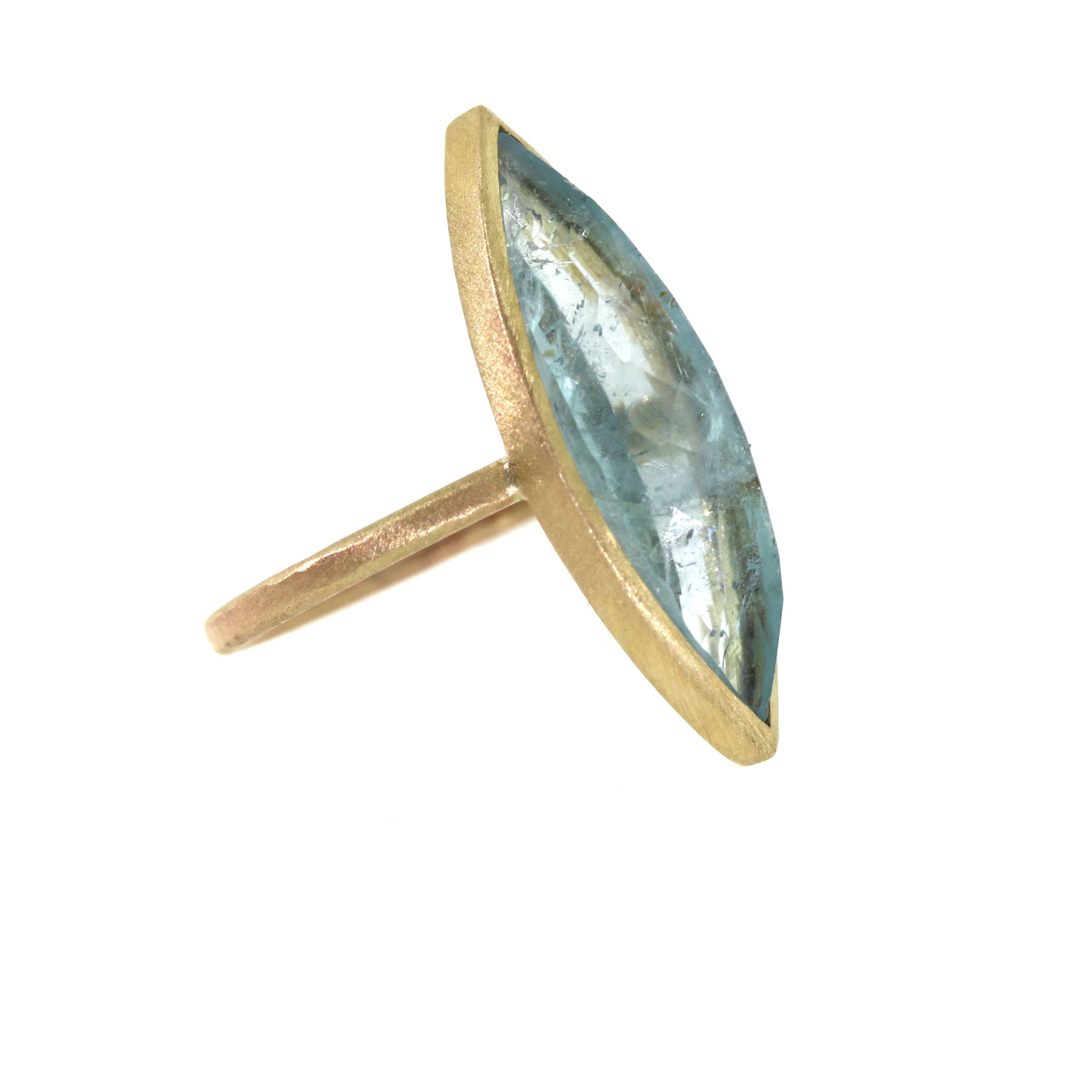 side view - Marquise Aquamarine Ring - Rebecca Lankford Designs - Houston, TX
