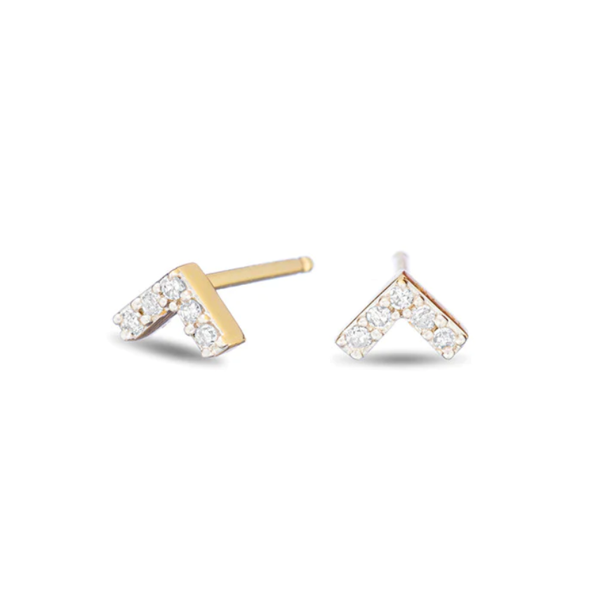 Pave Diamond V Stud Earrings