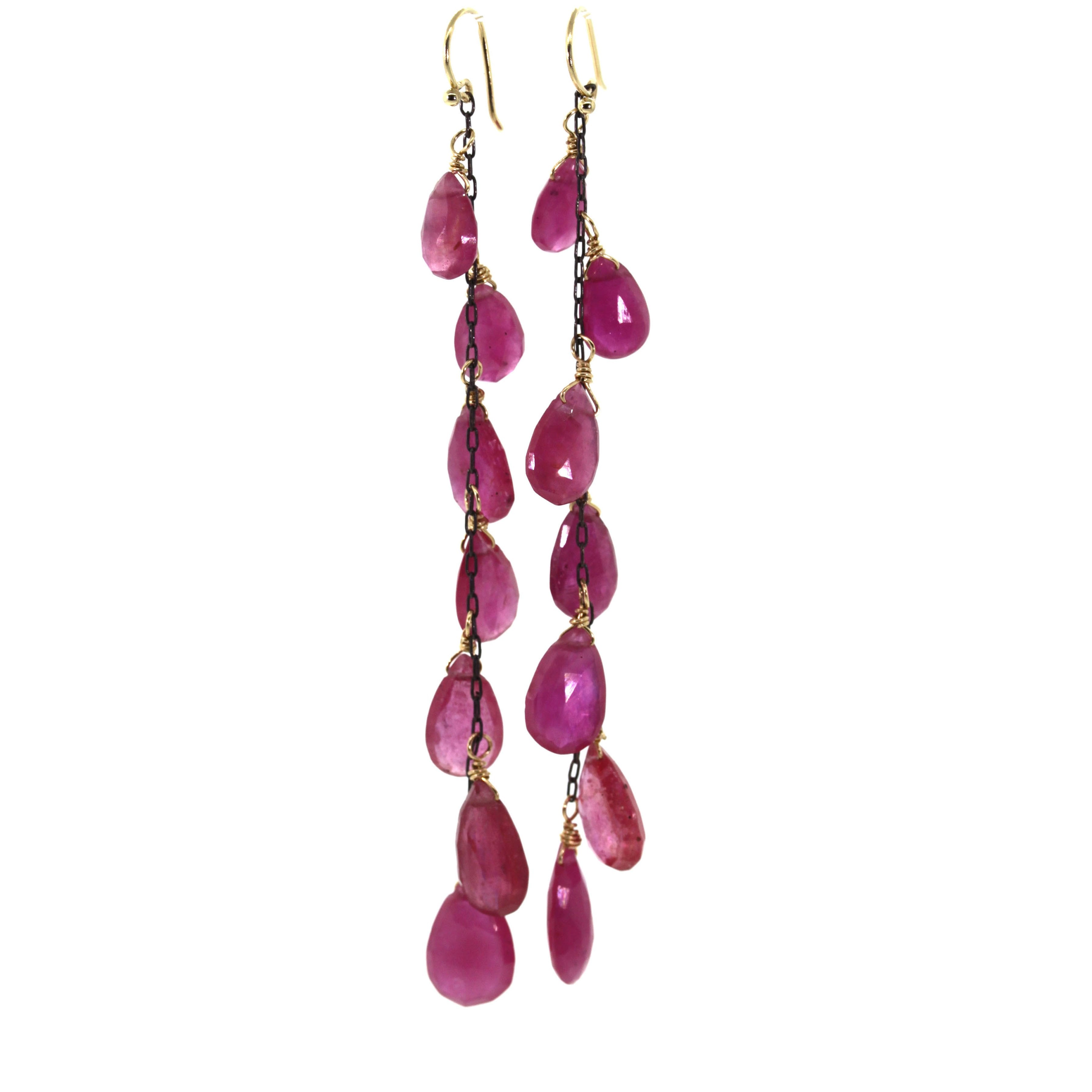 Pink Sapphire Dangle Earrings -Rebecca Lankford Designs - Houston, TX
