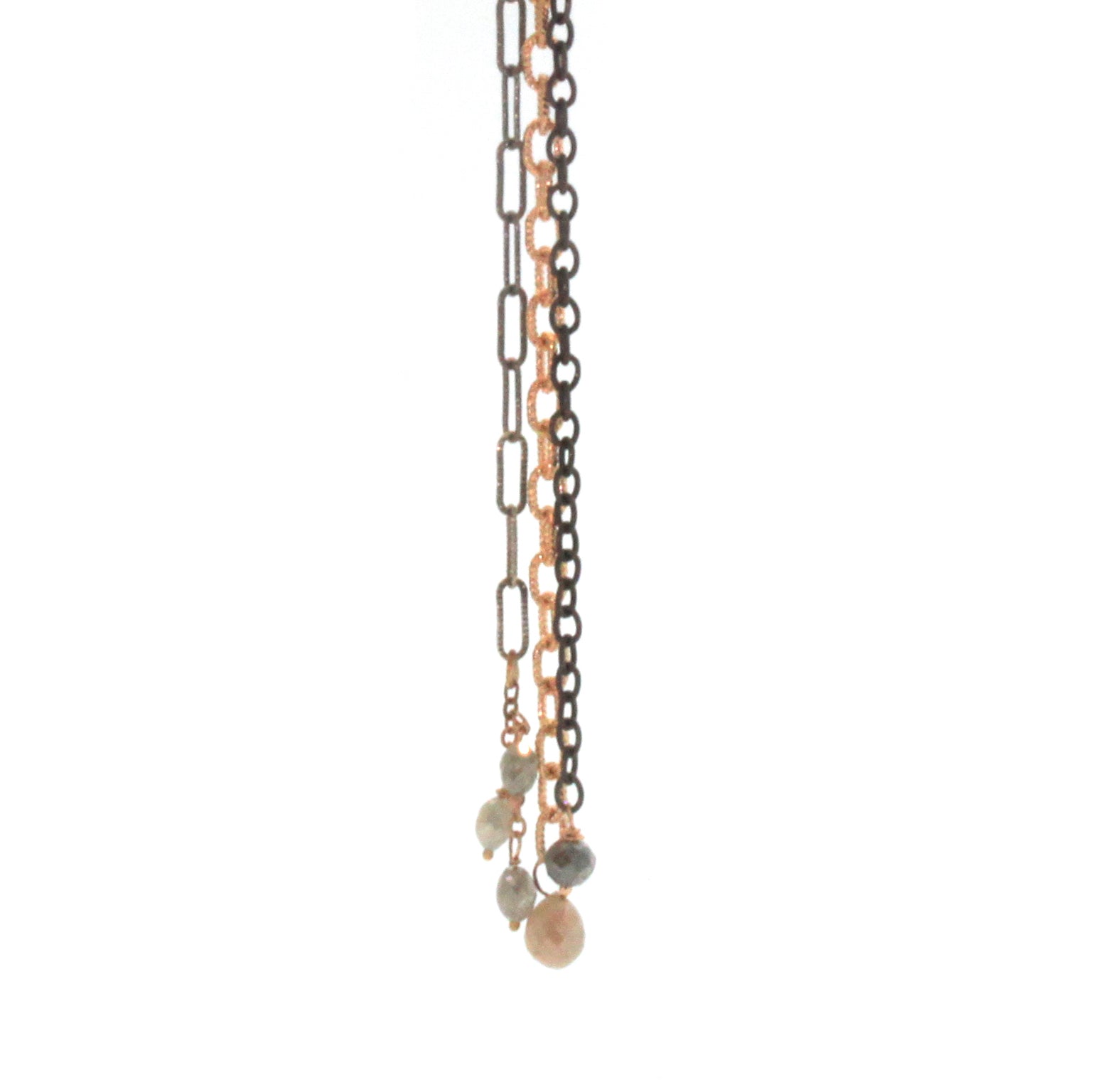 This Diamond & Sapphire Mixed Chain Necklace was expertly hand crafted at Rebecca Lankford Designs in Houston, Texas.