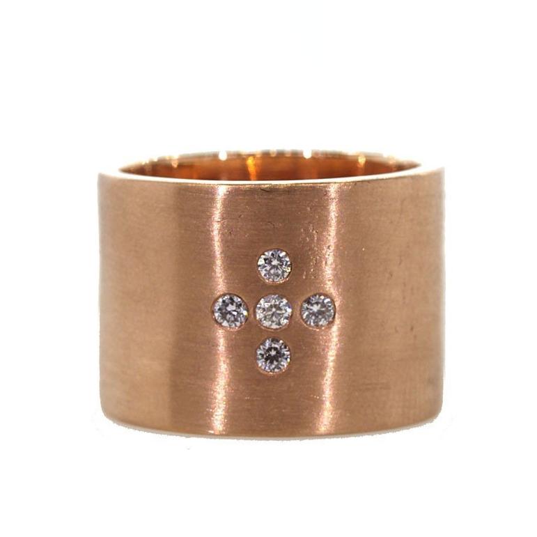 Thick Rose Gold Diamond Cross Ring