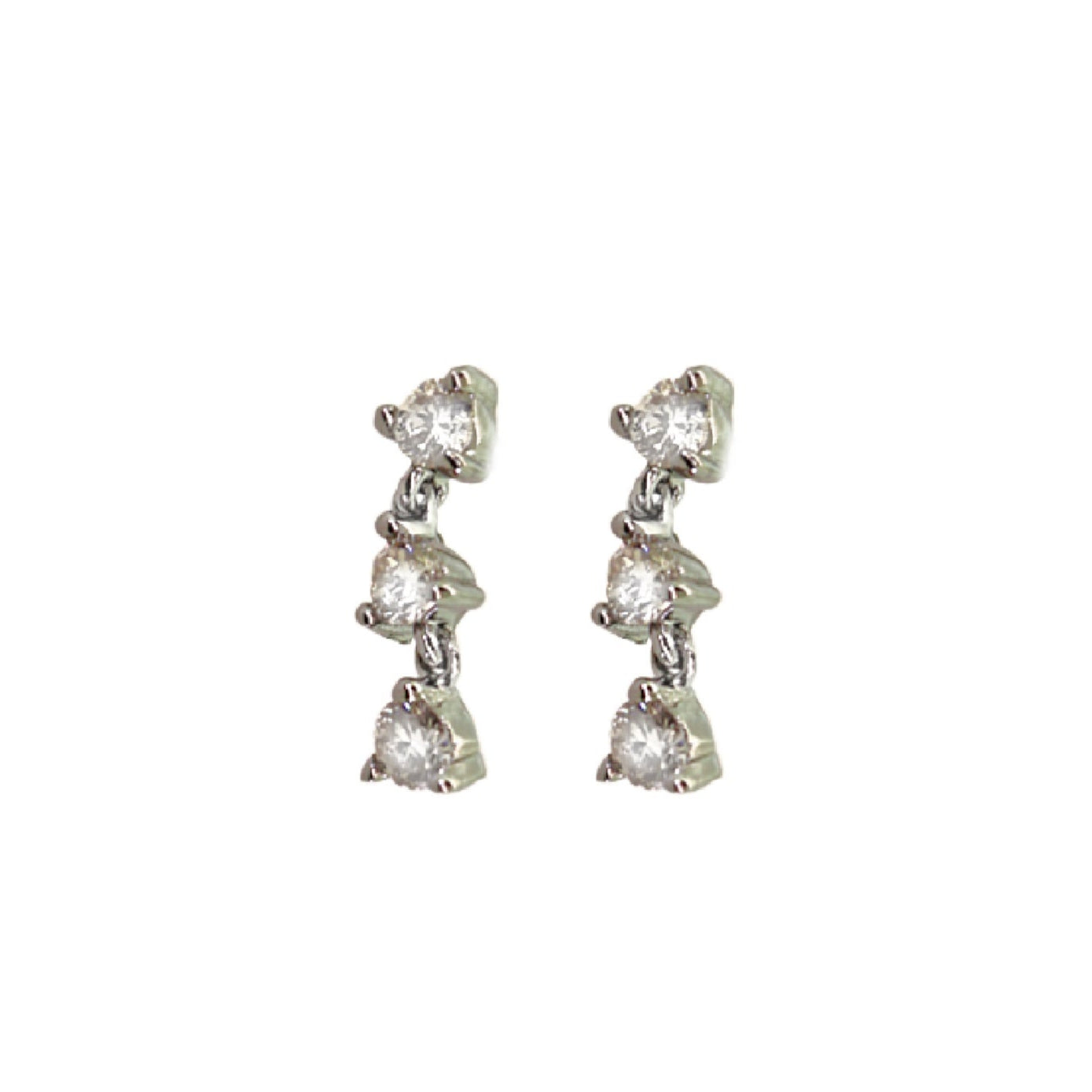 Silver Diamond Dangle Earrings