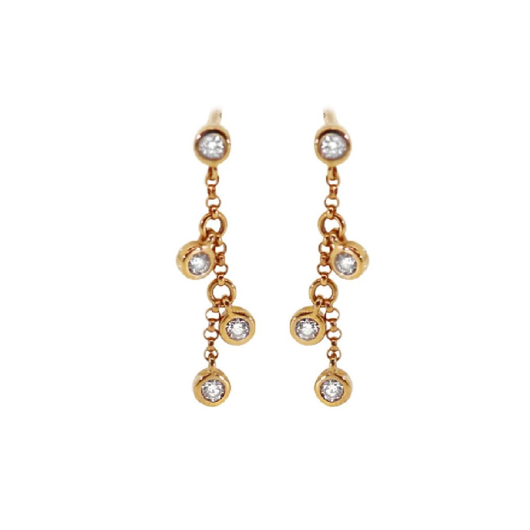 Diamond Bezel Dangle Earrings