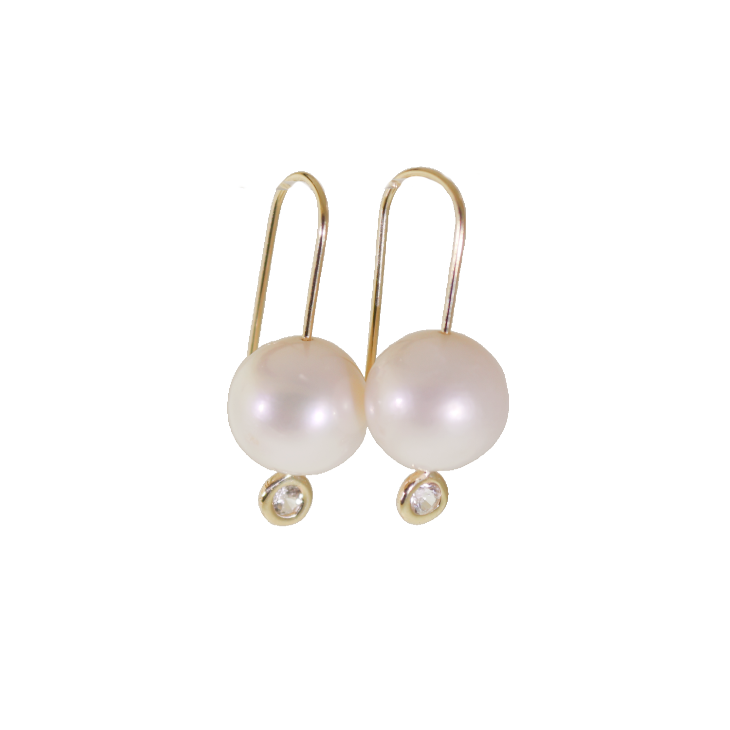 Cream Pearl & White Sapphire Earrings