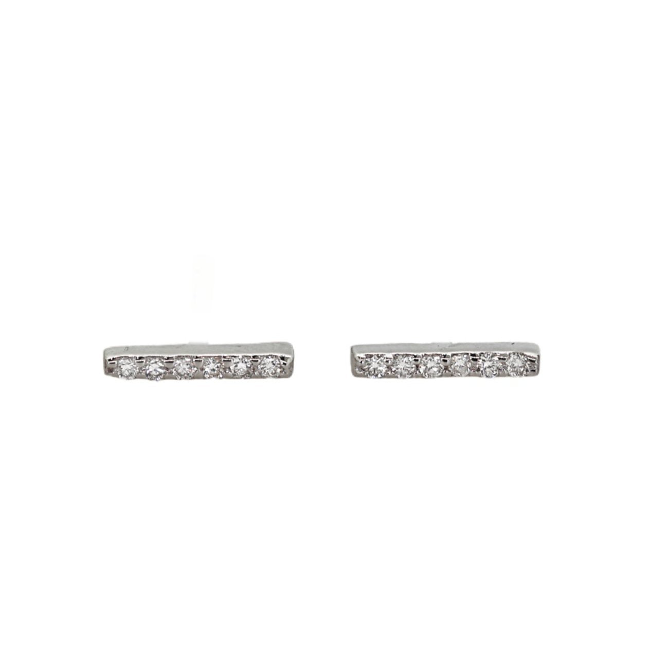 White Gold Diamond Bar Earrings