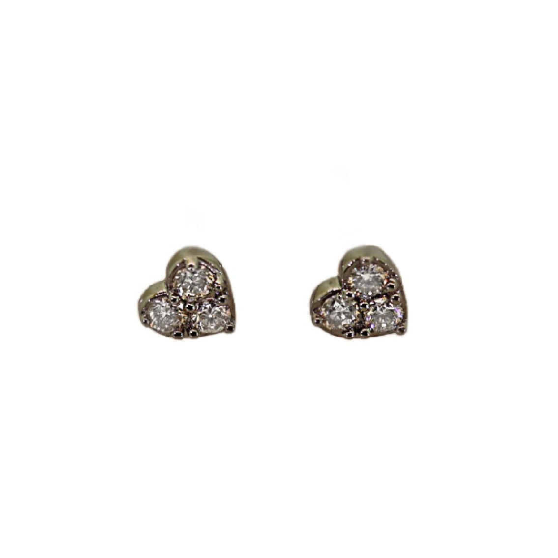 Silver Diamond Heart Stud