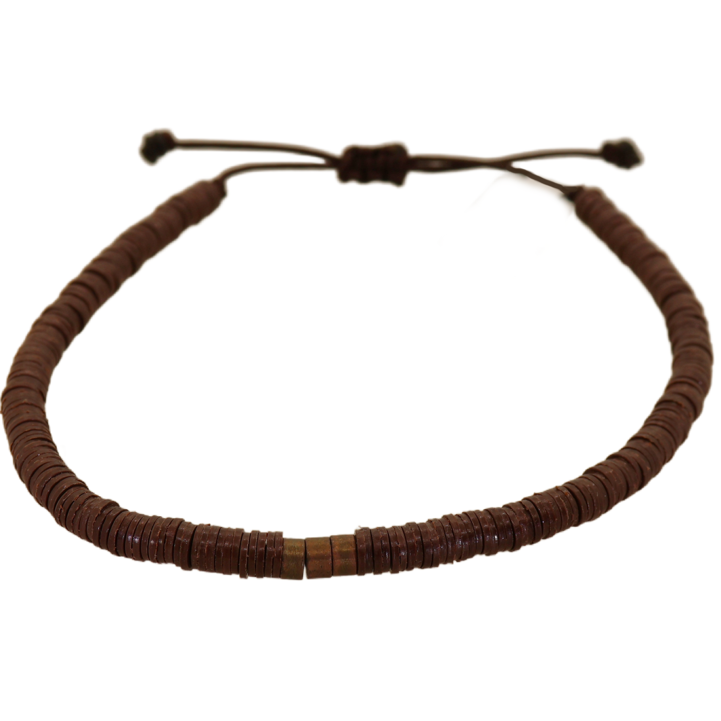 Brown Disc & 3 Brass Spacers Bracelet