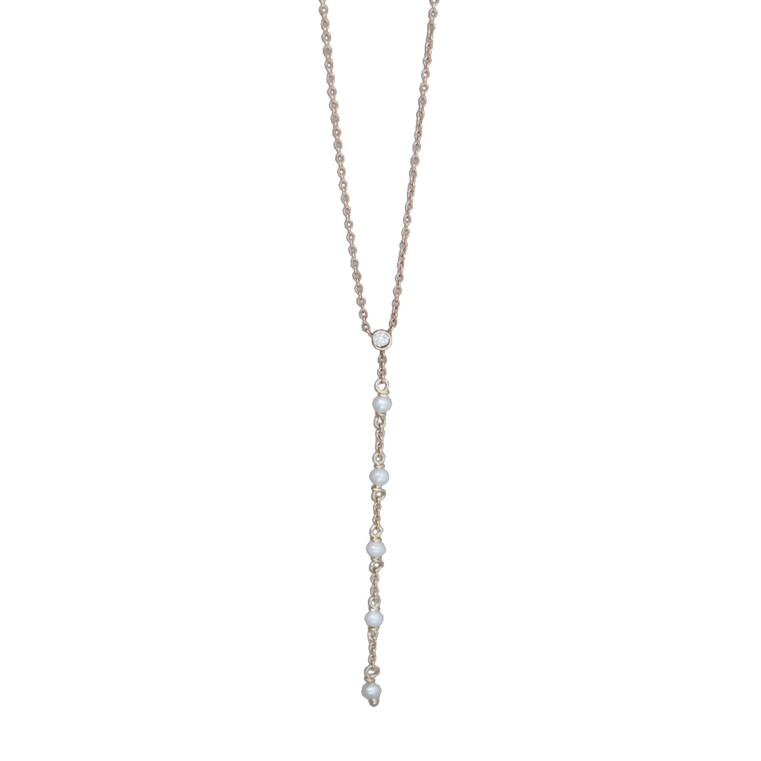 Dainty Pearl and Diamond Necklace