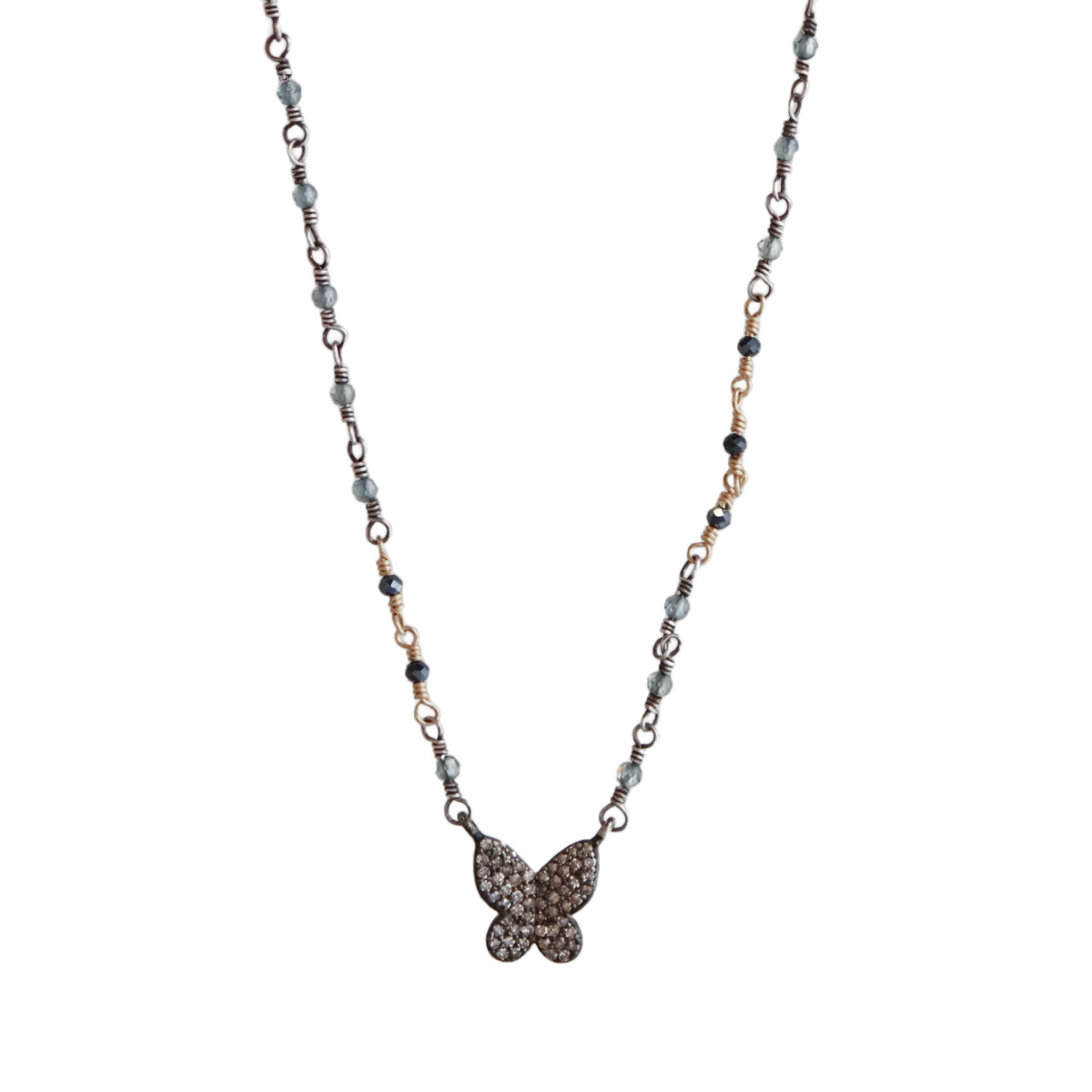 Sapphire and Diamond Butterfly Necklace