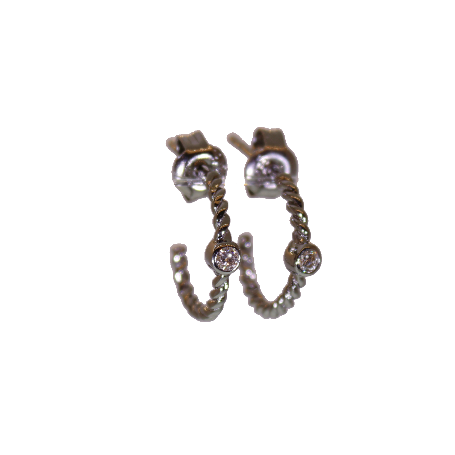 Rope Hoop Earring with Diamond