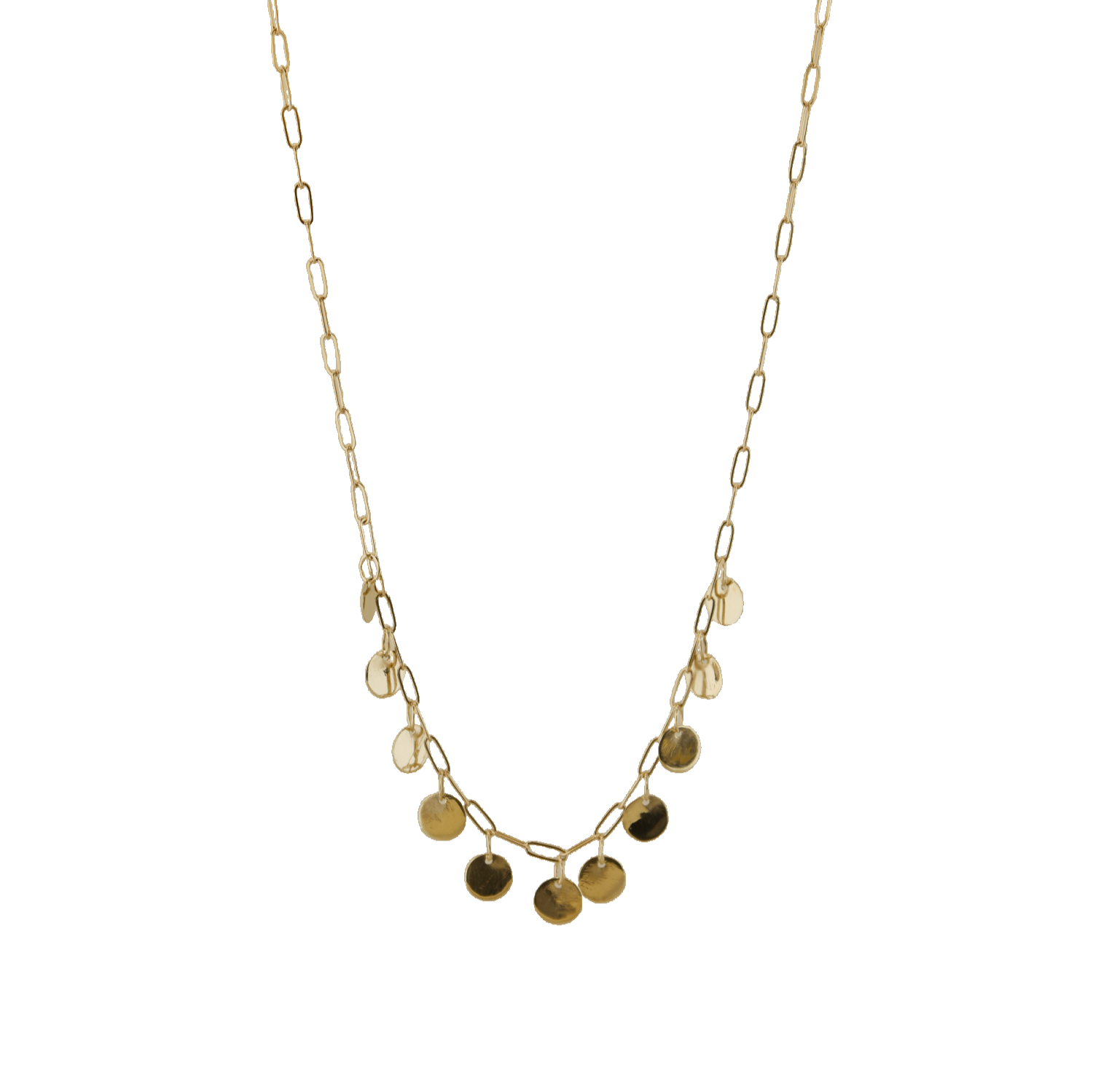 Gold Dangle Disc Necklace