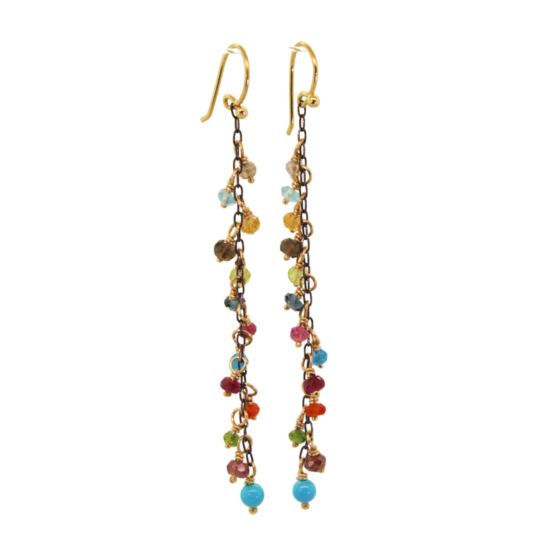 Multi Colored Gemstone Drop Earrings