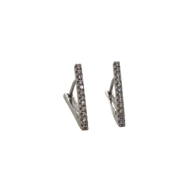 White Gold Diamond V Huggie Earrings