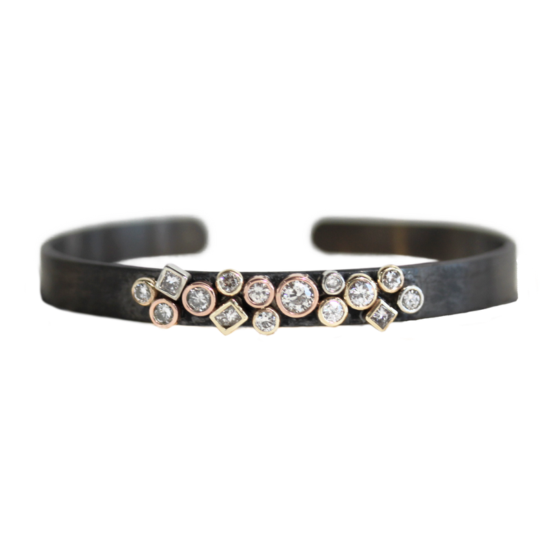 Mixed Metals & Diamonds Cuff Bracelet