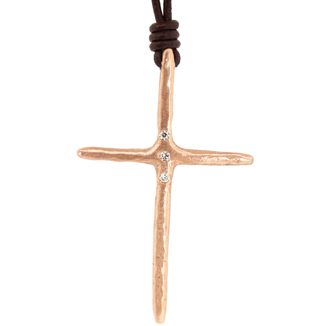 Rose Gold Chunky Diamond Cross Necklace