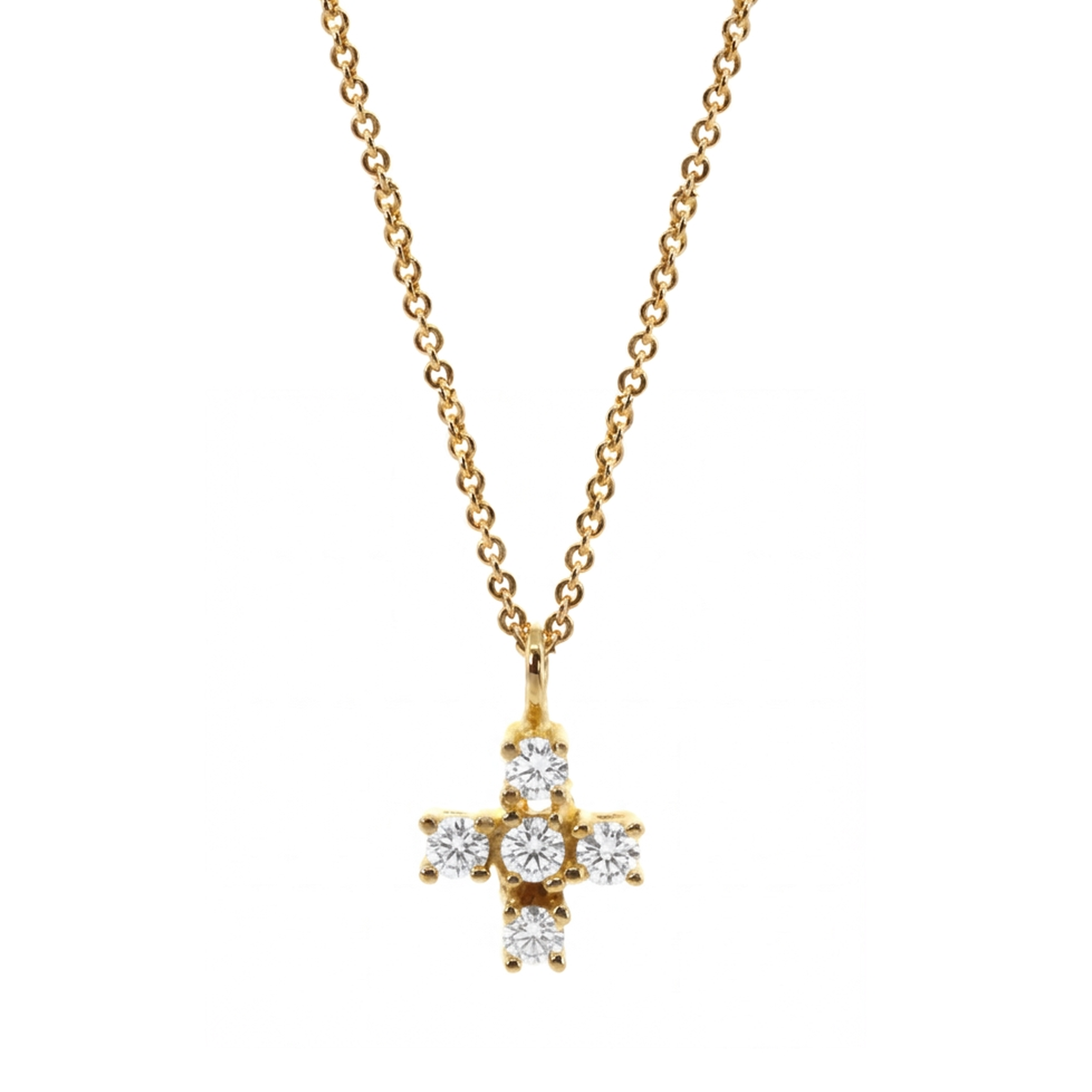 Yellow Gold Classic Diamond Cross Necklace