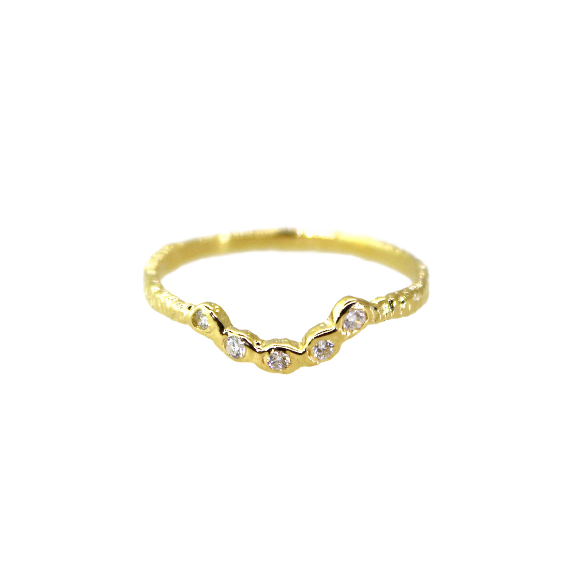 Etched 5 Diamond Curved Band