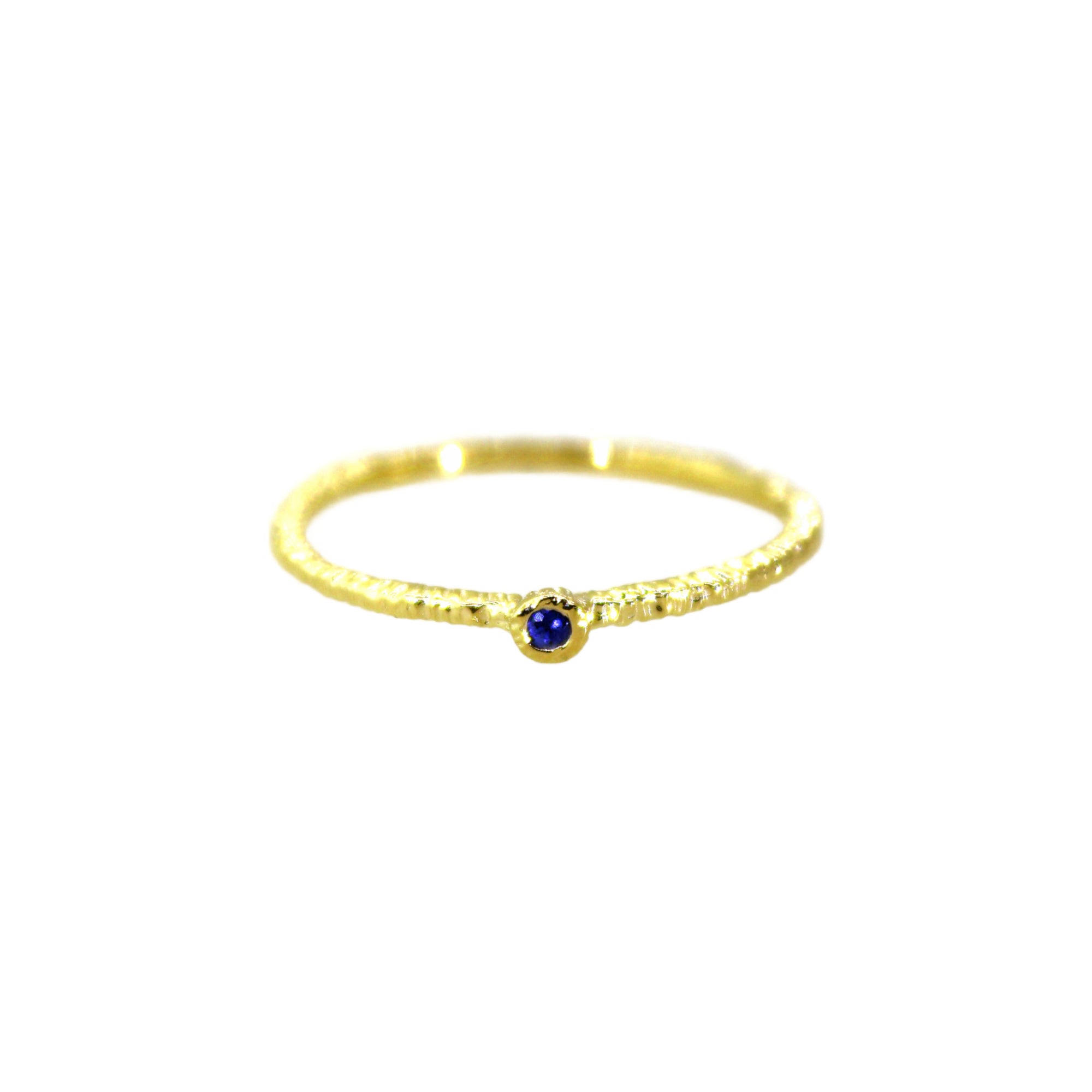 Blue Sapphire Etched Gold Ring