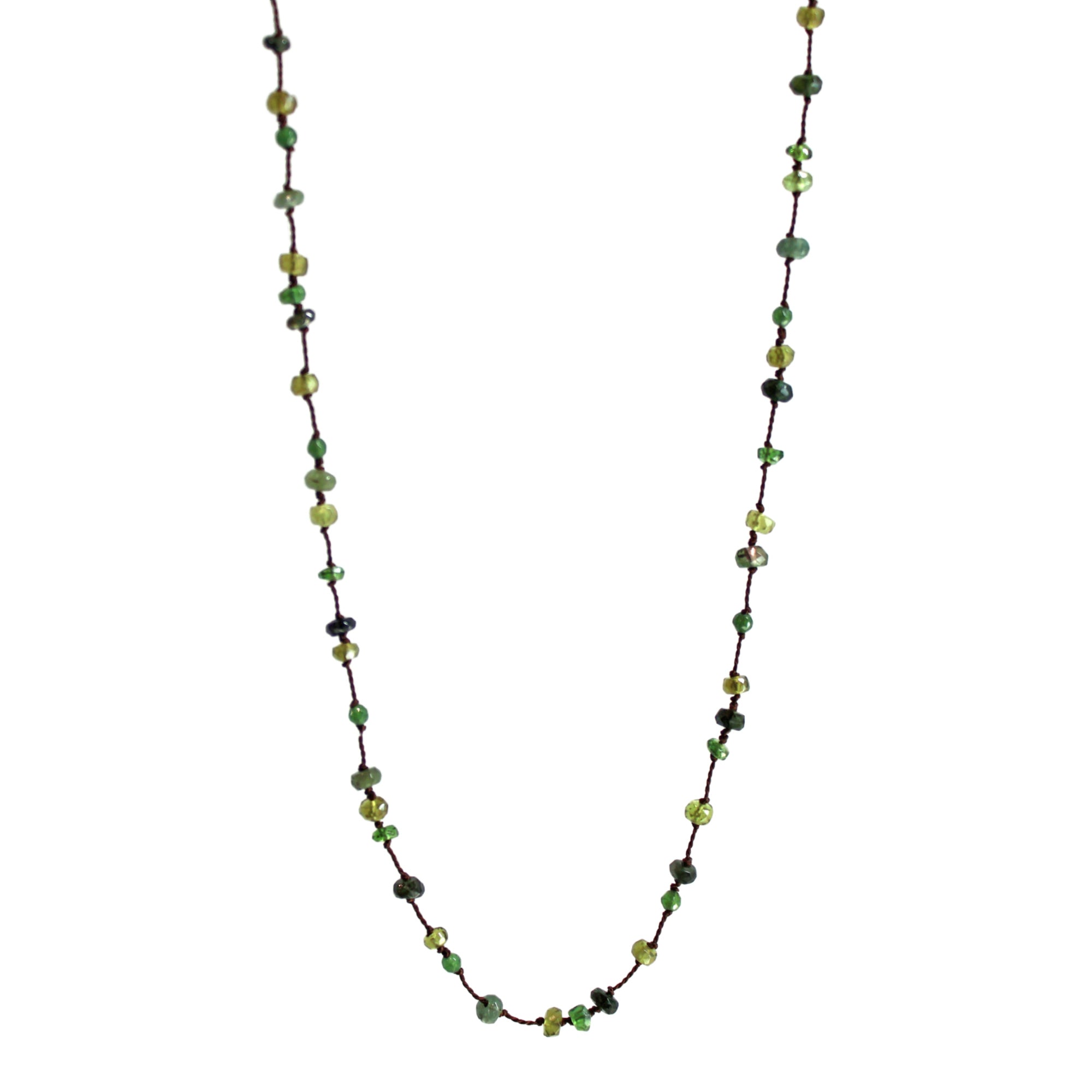 Emerald & Tourmaline Gemstone Silk Necklace